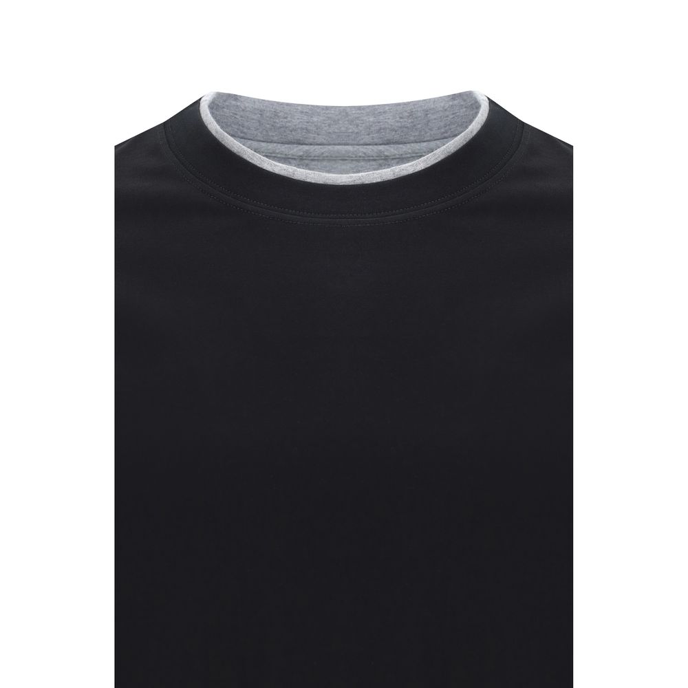 Brunello Cucinelli Schwarzes Baumwoll-T-Shirt-3