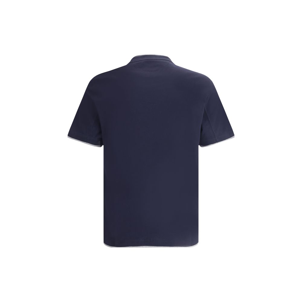 Brunello Cucinelli Blaues Baumwoll-T-Shirt-2
