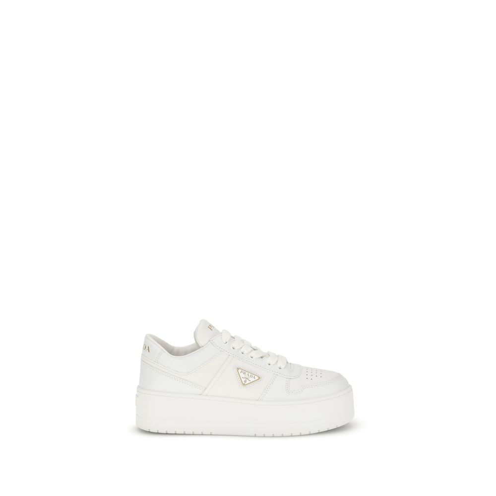 Prada Weiße Bos Taurus Kalbsleder Plateau-Sneaker-1
