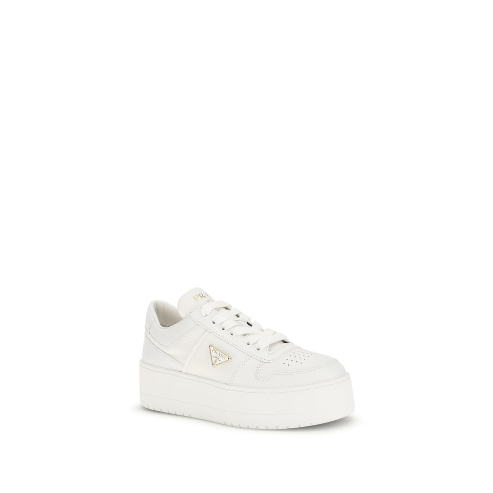 Prada Weiße Bos Taurus Kalbsleder Plateau-Sneaker-2