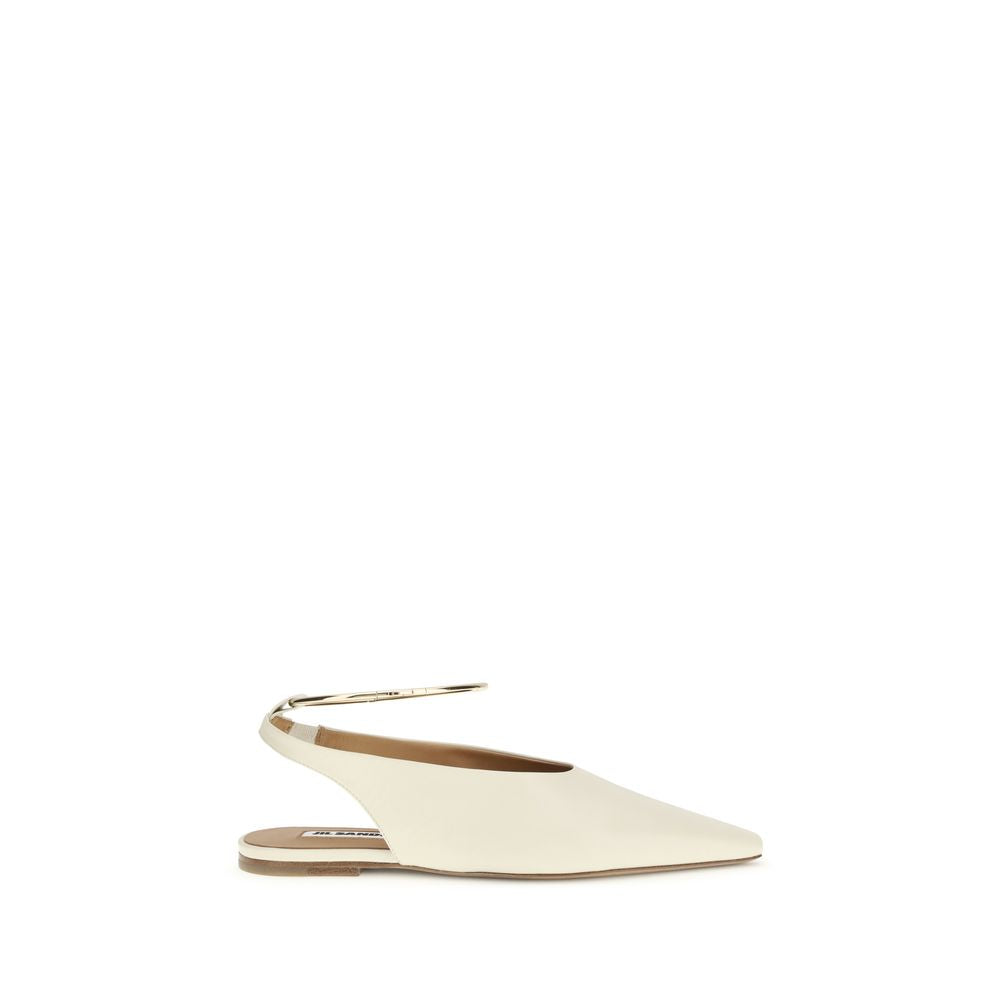 Jil Sander Cream-colored goatskin mules-1