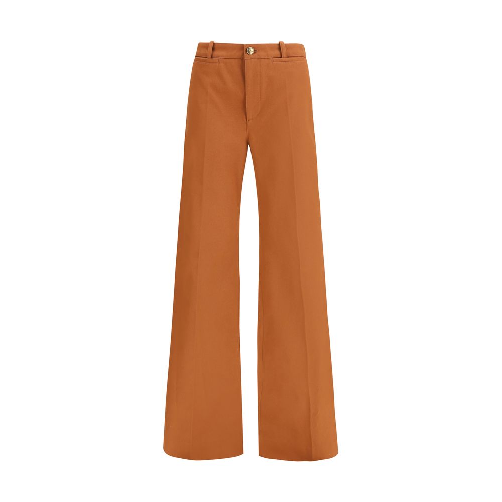 Chloé brown cotton flared trousers-1