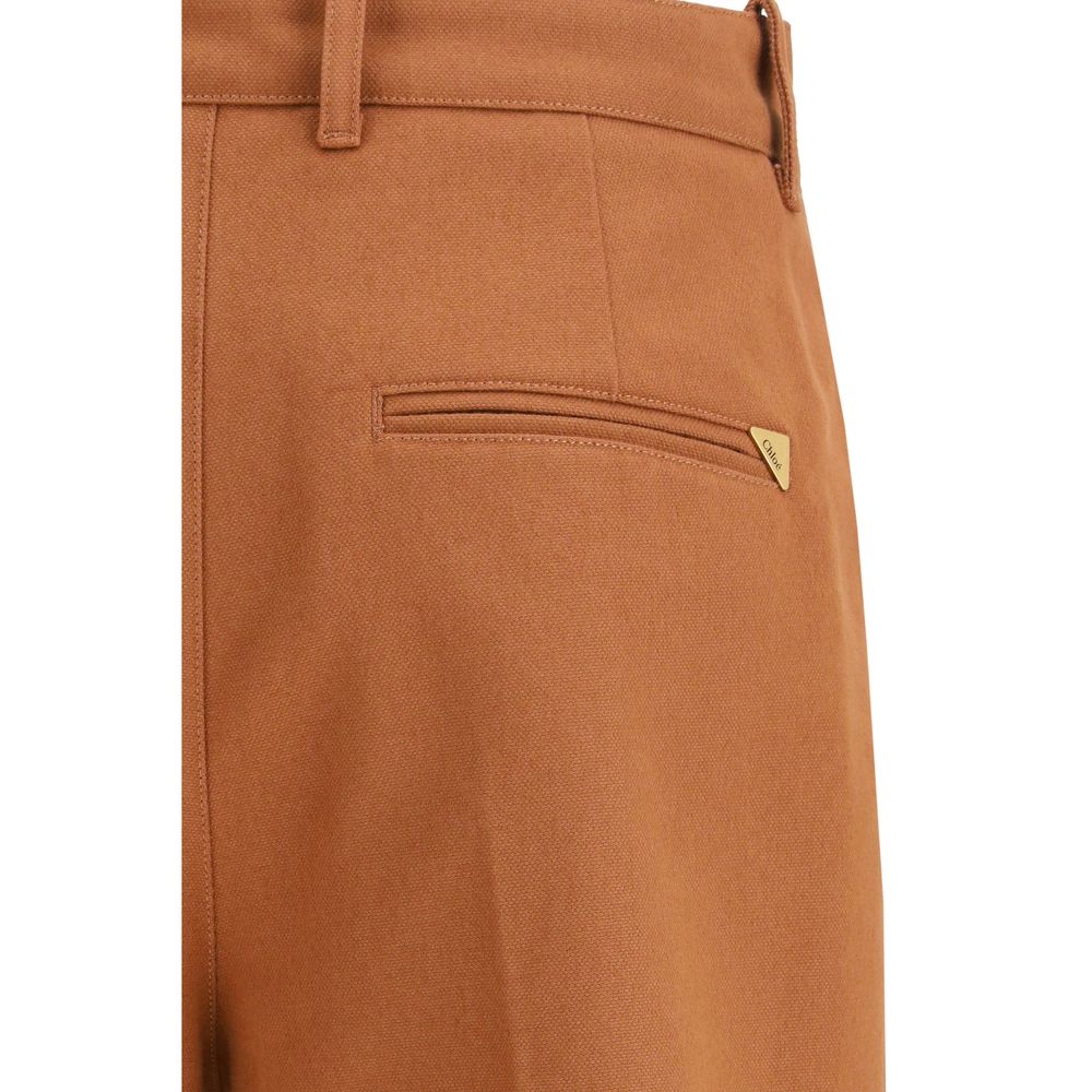 Chloé brown cotton flared trousers-3