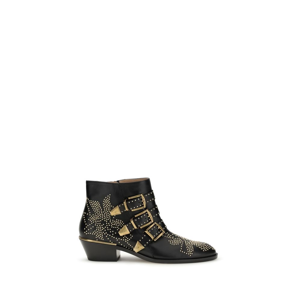 Chloé Lace-up Boots in Black Calfskin Bos Taurus-1