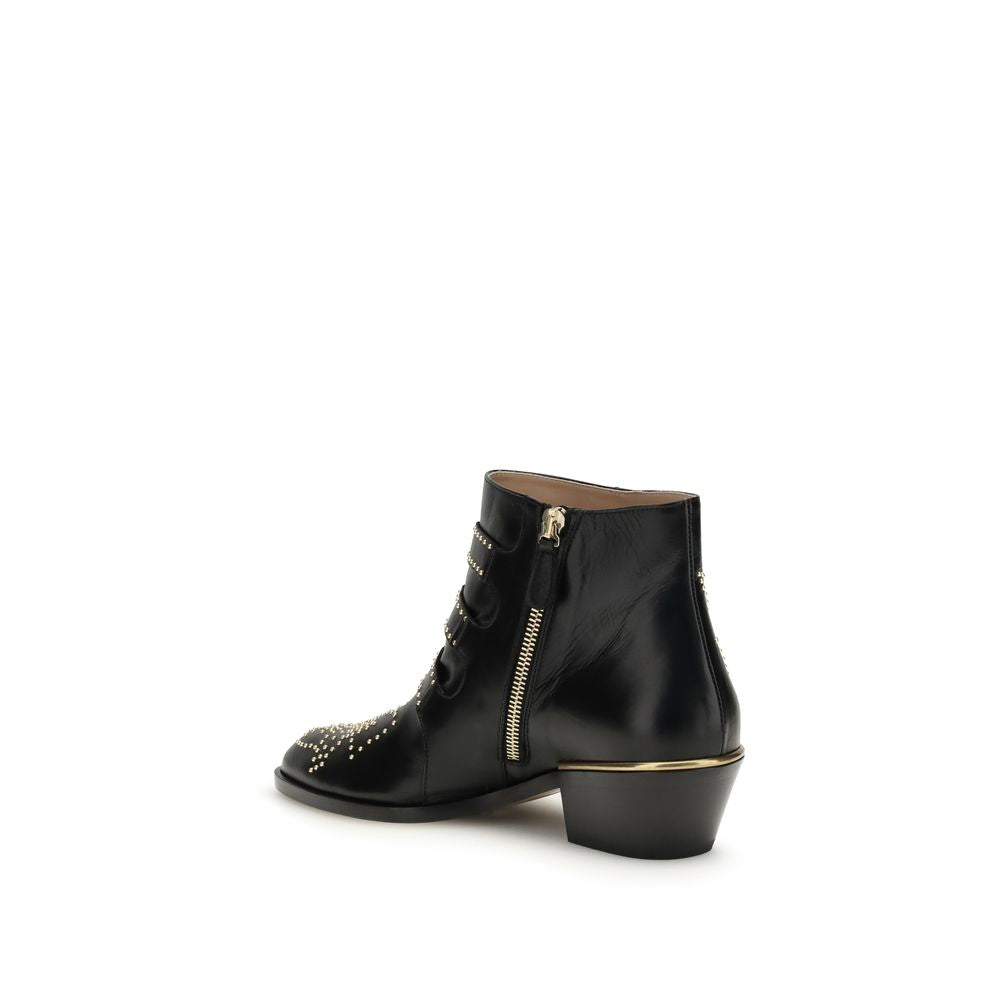 Chloé Lace-up Boots in Black Calfskin Bos Taurus-3