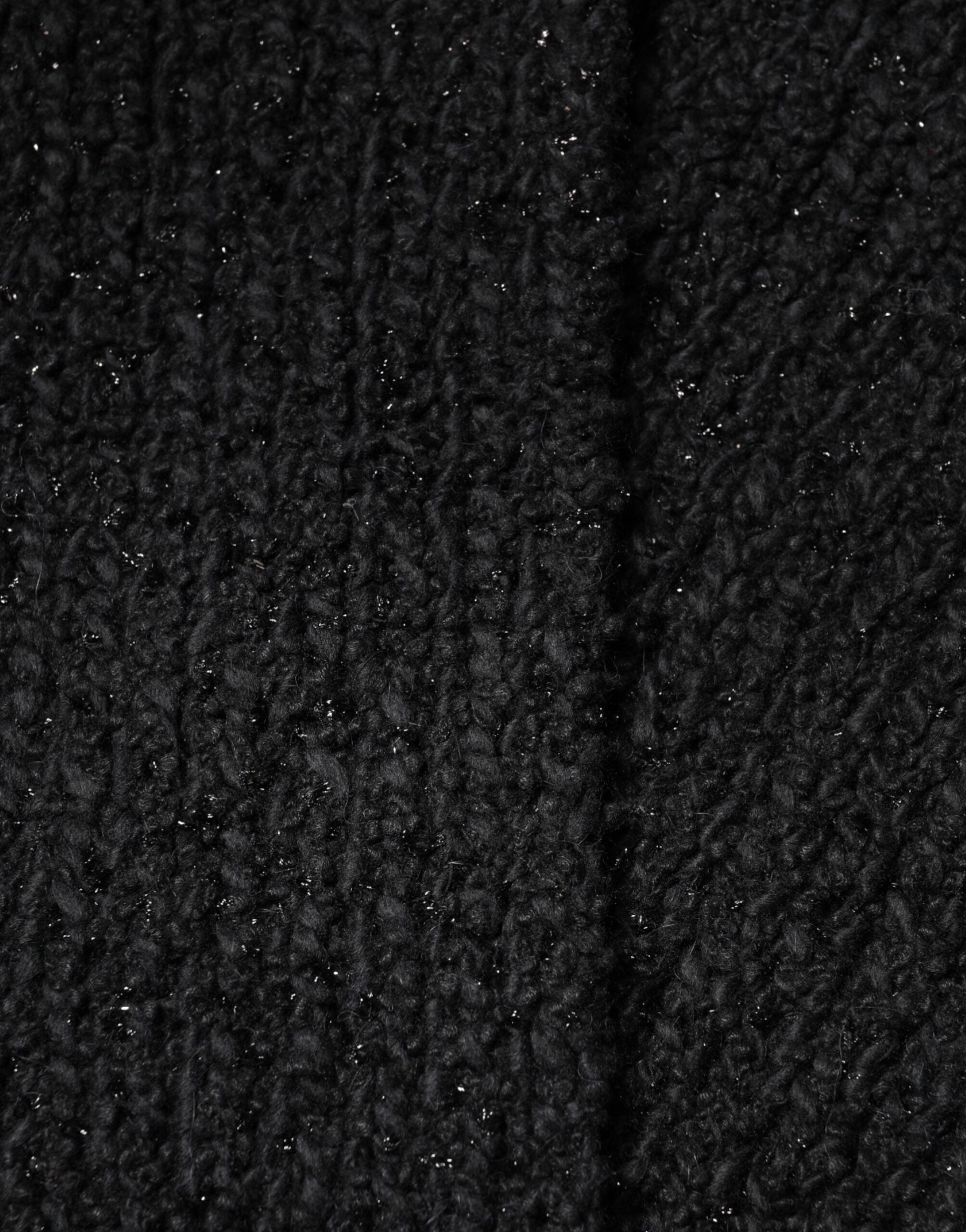 Dolce & Gabbana Black Cashmere Knitted Scarf with Fringes-3