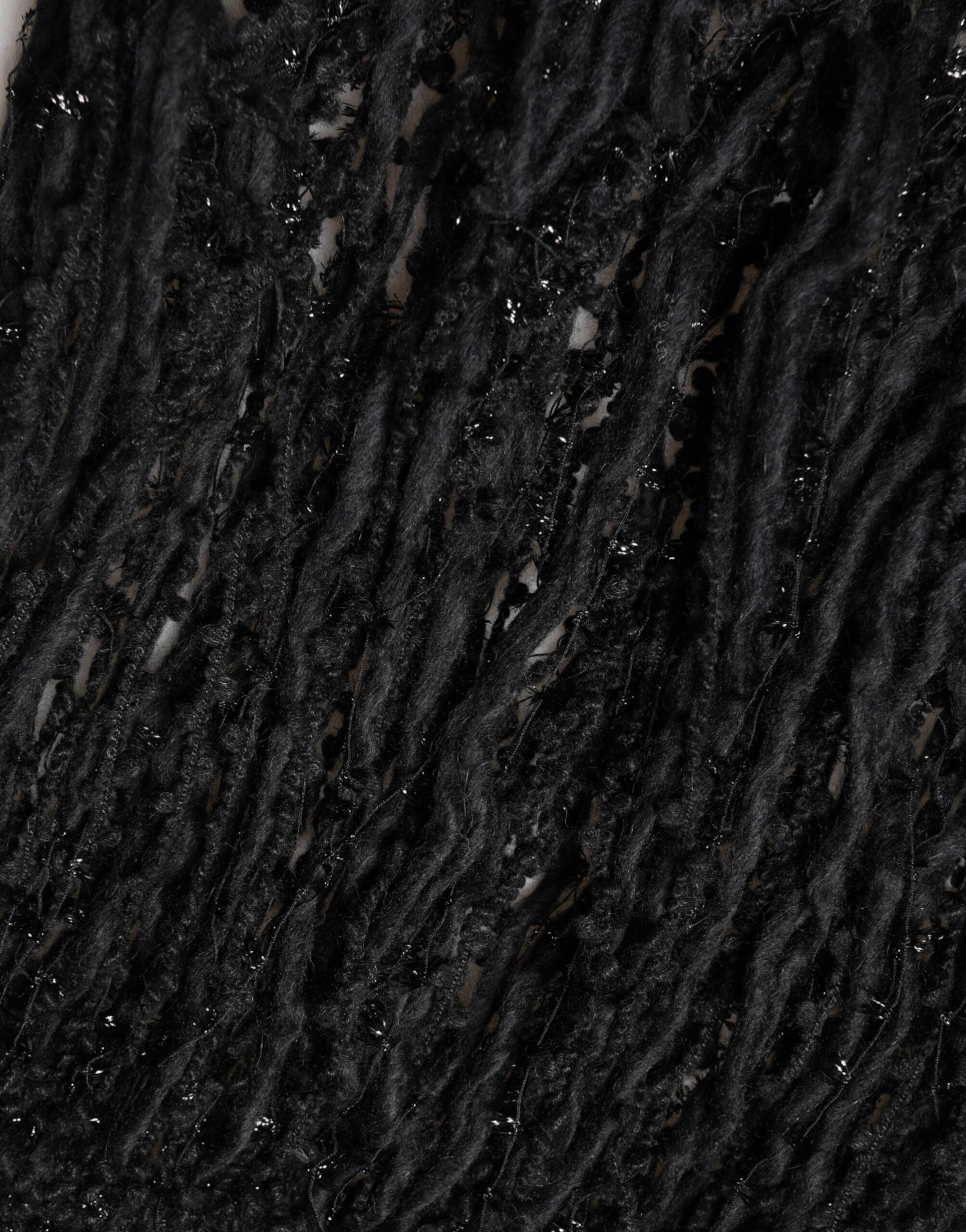 Dolce & Gabbana Black Cashmere Knitted Scarf with Fringes-4