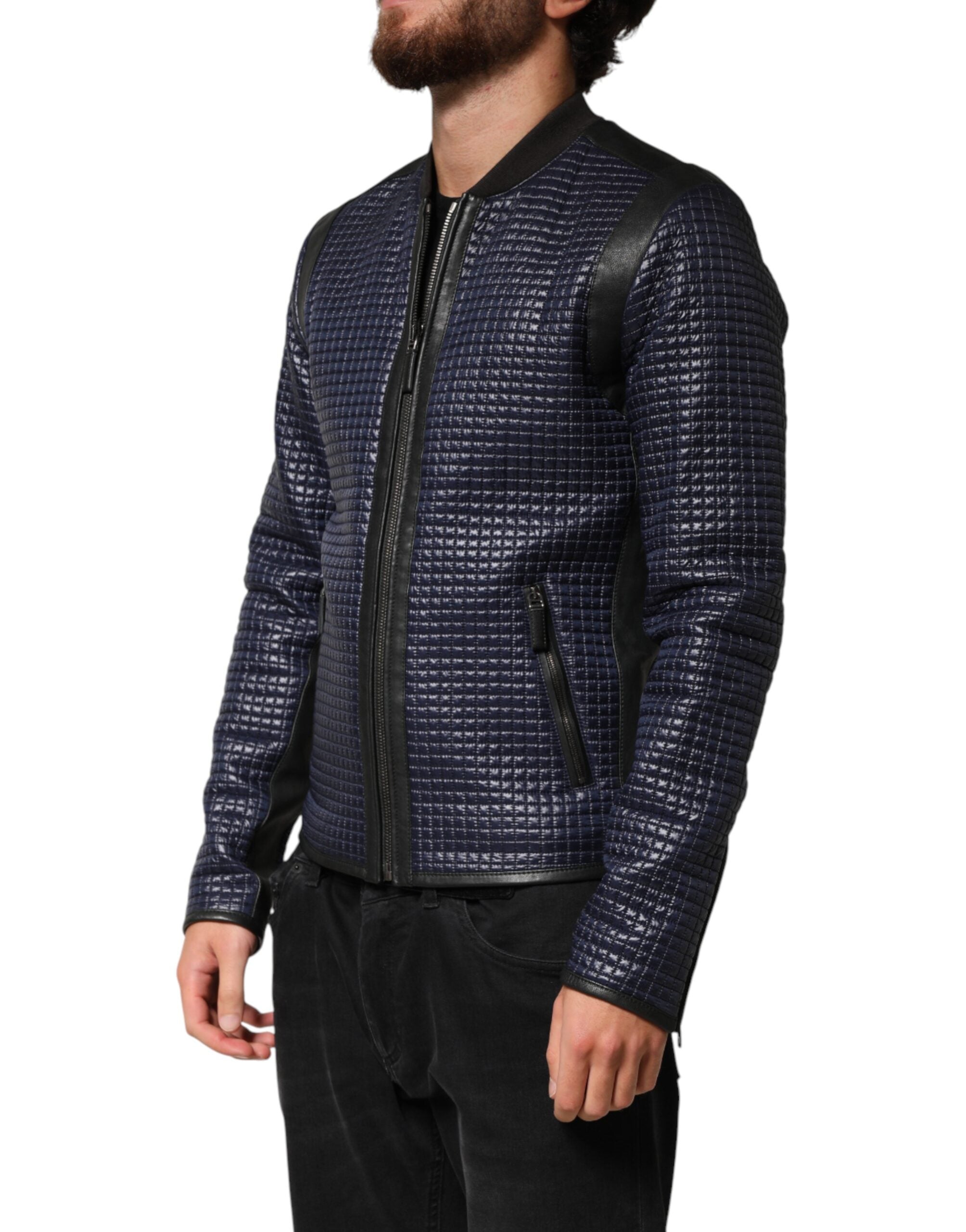 Dolce & Gabbana Men's Blue Nylon Full-Zip Bomber Jacket-4