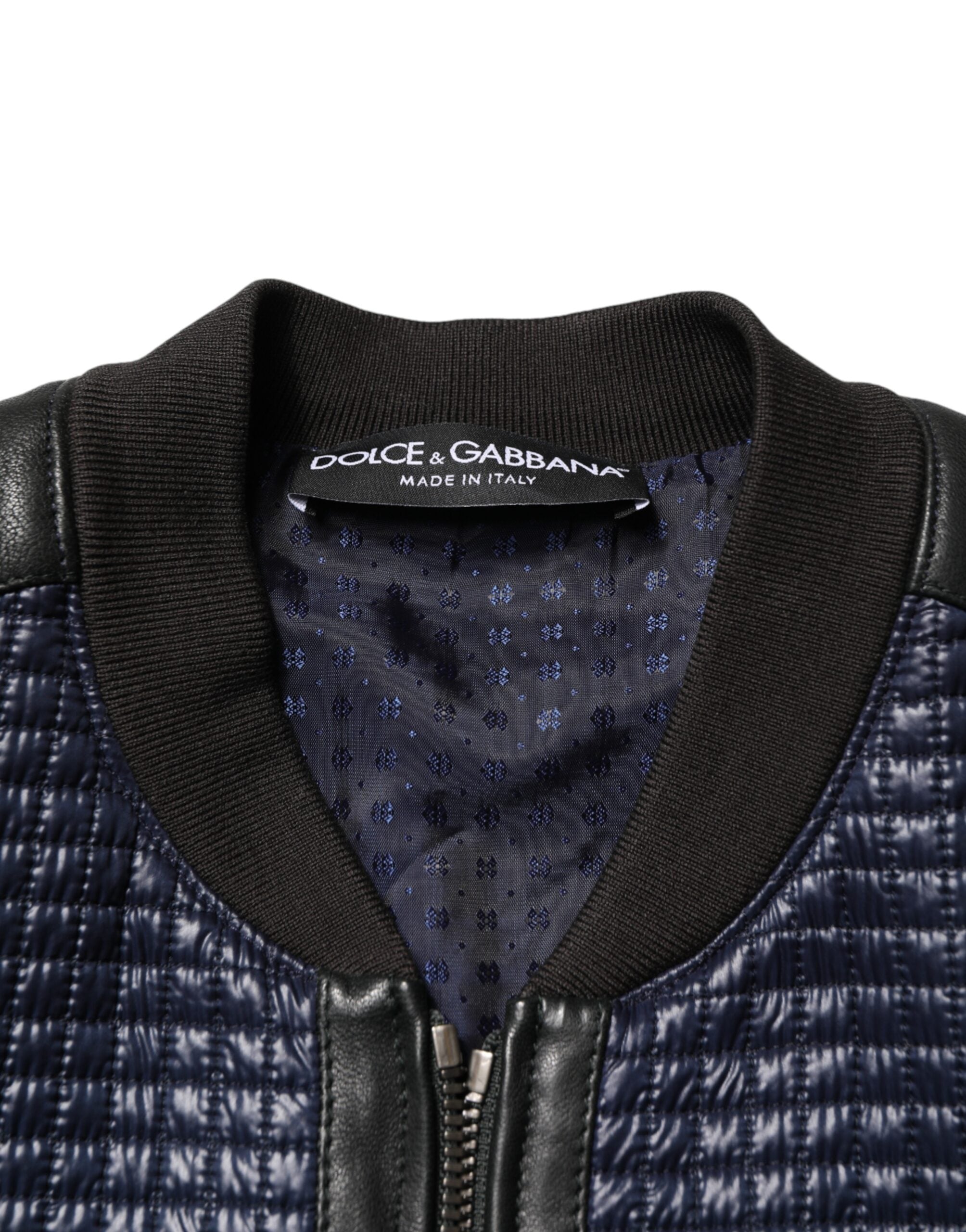 Dolce & Gabbana Men's Blue Nylon Full-Zip Bomber Jacket-6