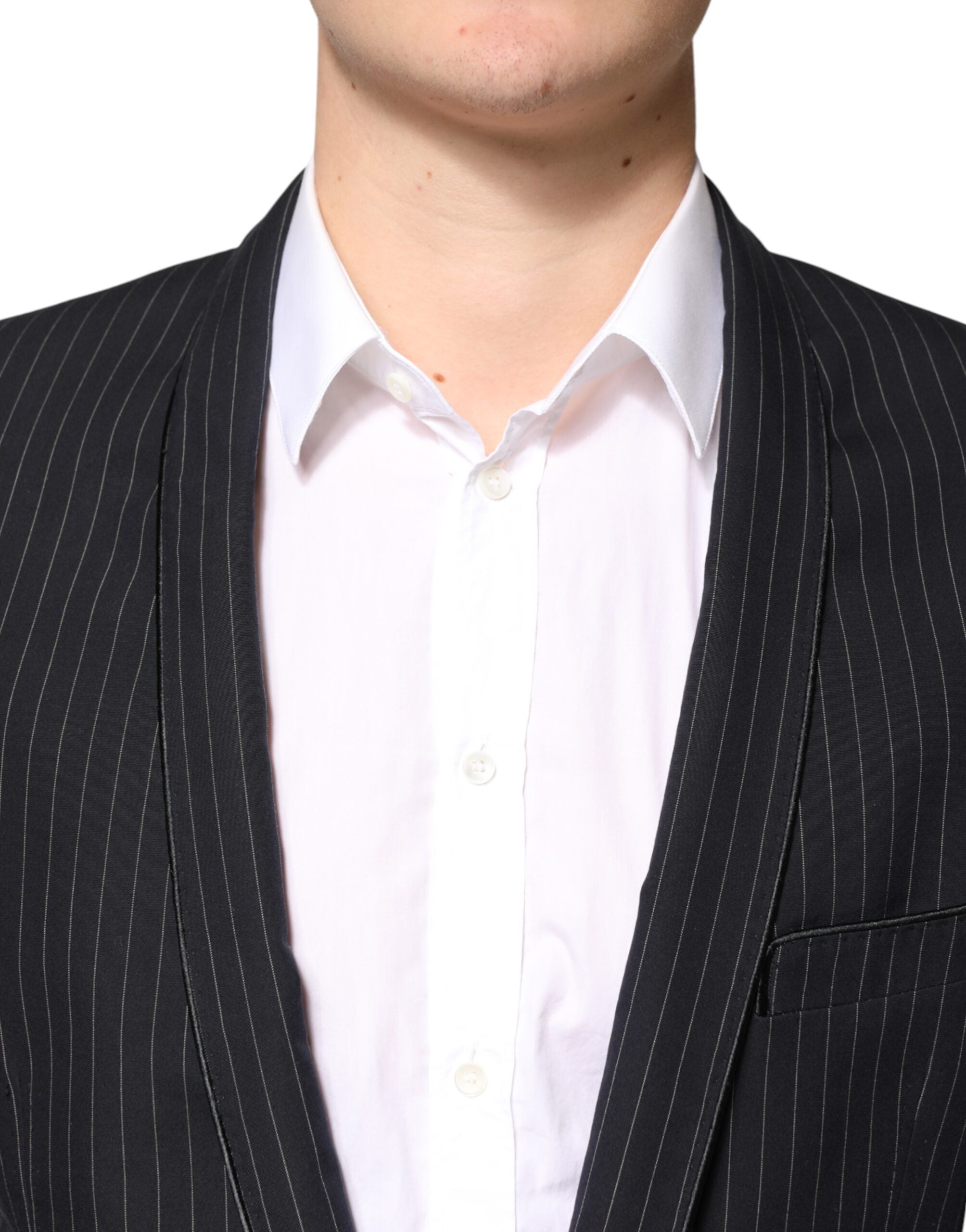 Dolce & Gabbana Black One-Button Pinstripe Blazer-5