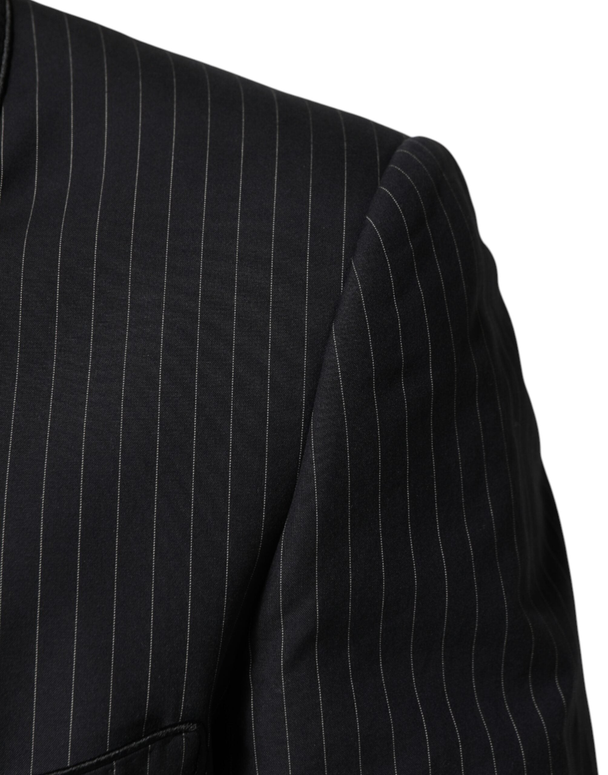 Dolce & Gabbana Black One-Button Pinstripe Blazer-6