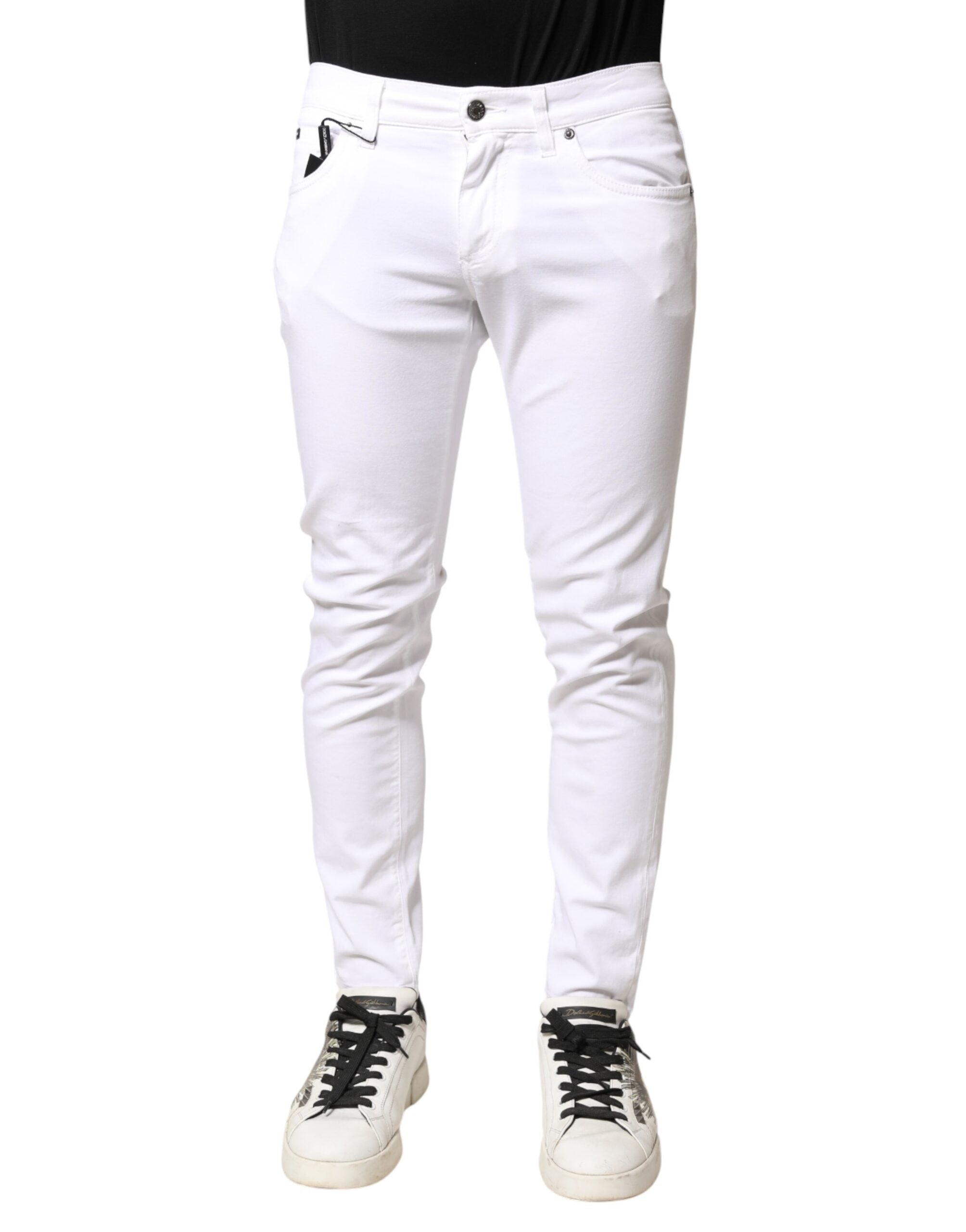 Dolce & Gabbana Men's White Stretch-Cotton Skinny Jeans-2