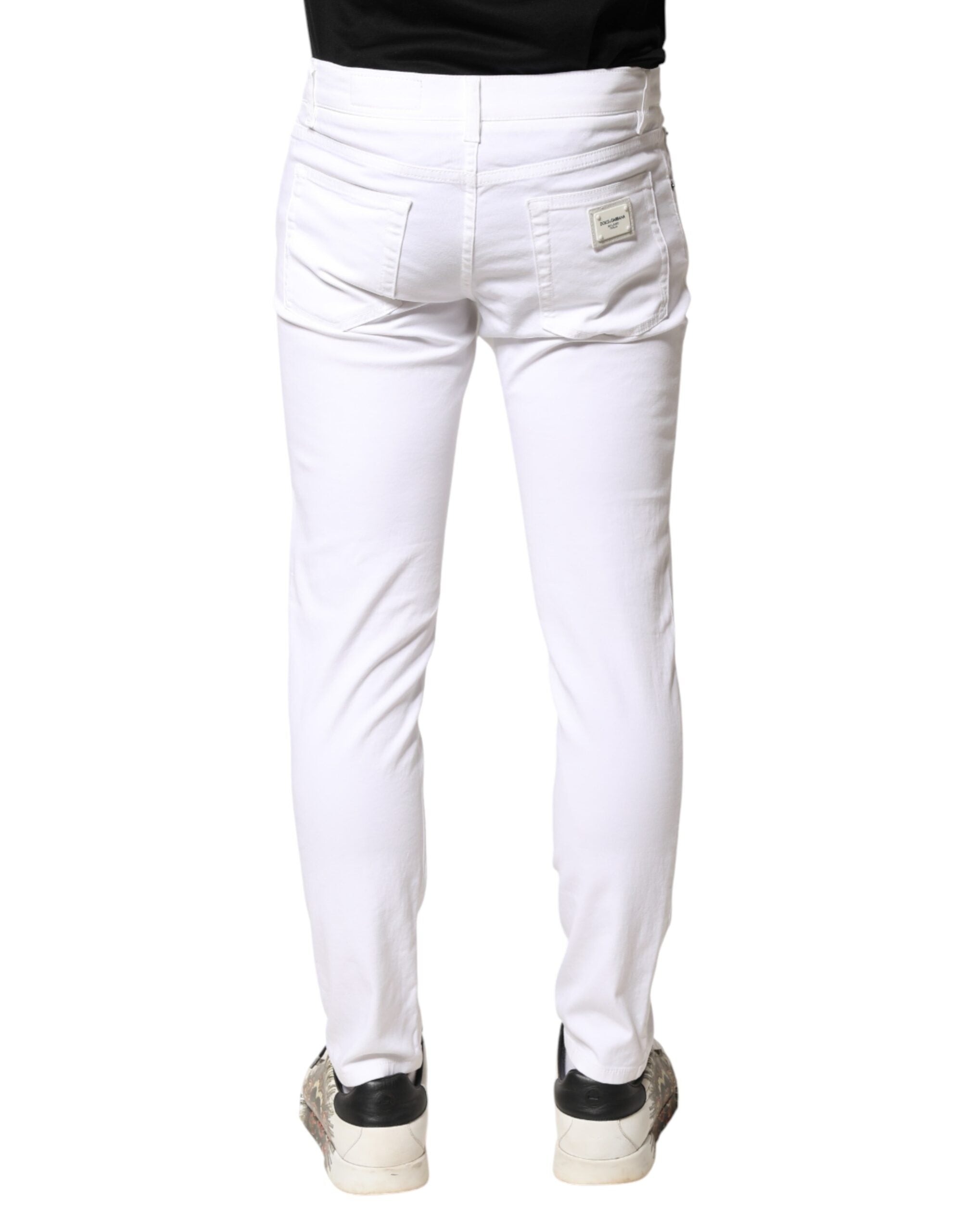 Dolce & Gabbana Men's White Stretch-Cotton Skinny Jeans-4
