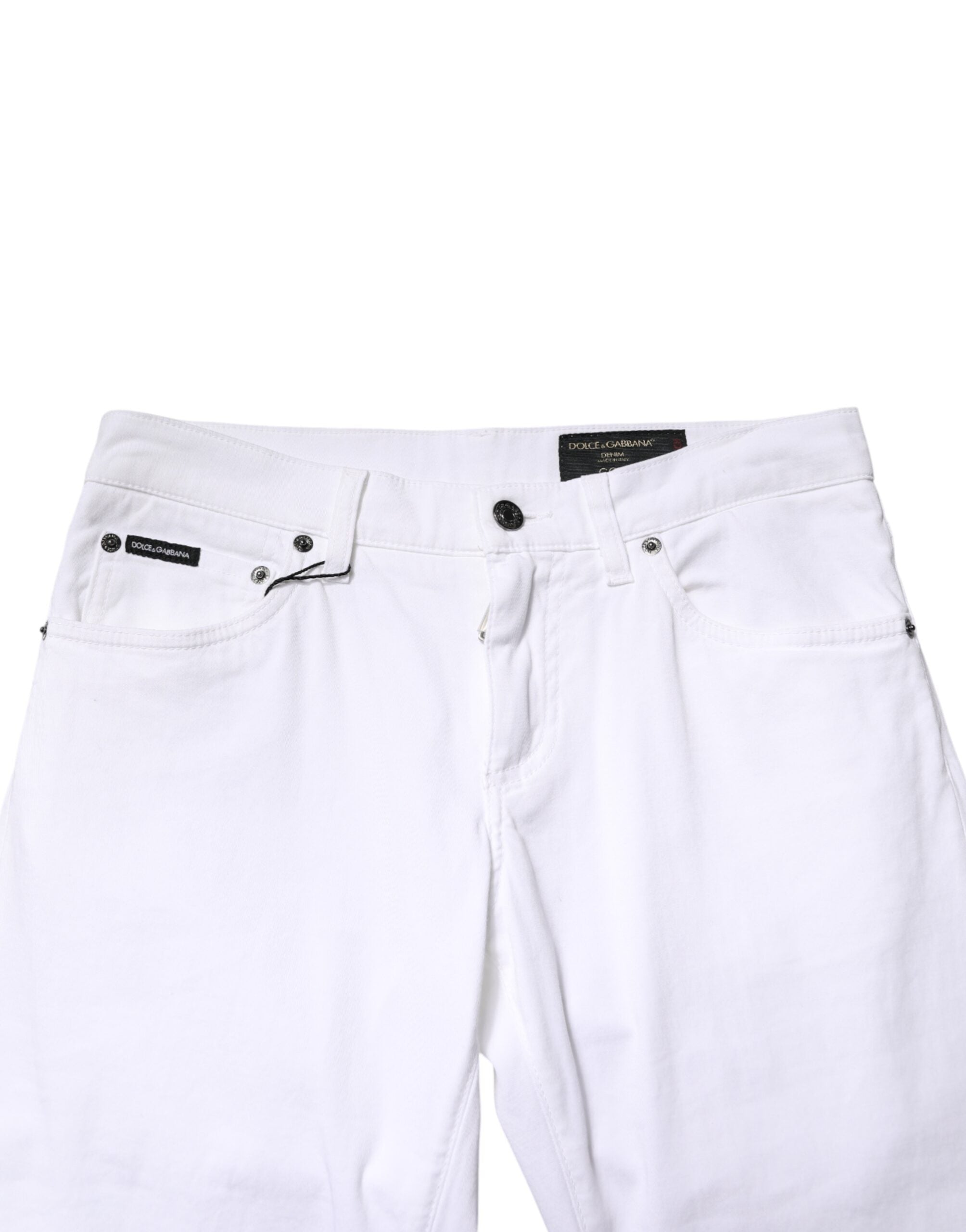 Dolce & Gabbana Men's White Stretch-Cotton Skinny Jeans-5