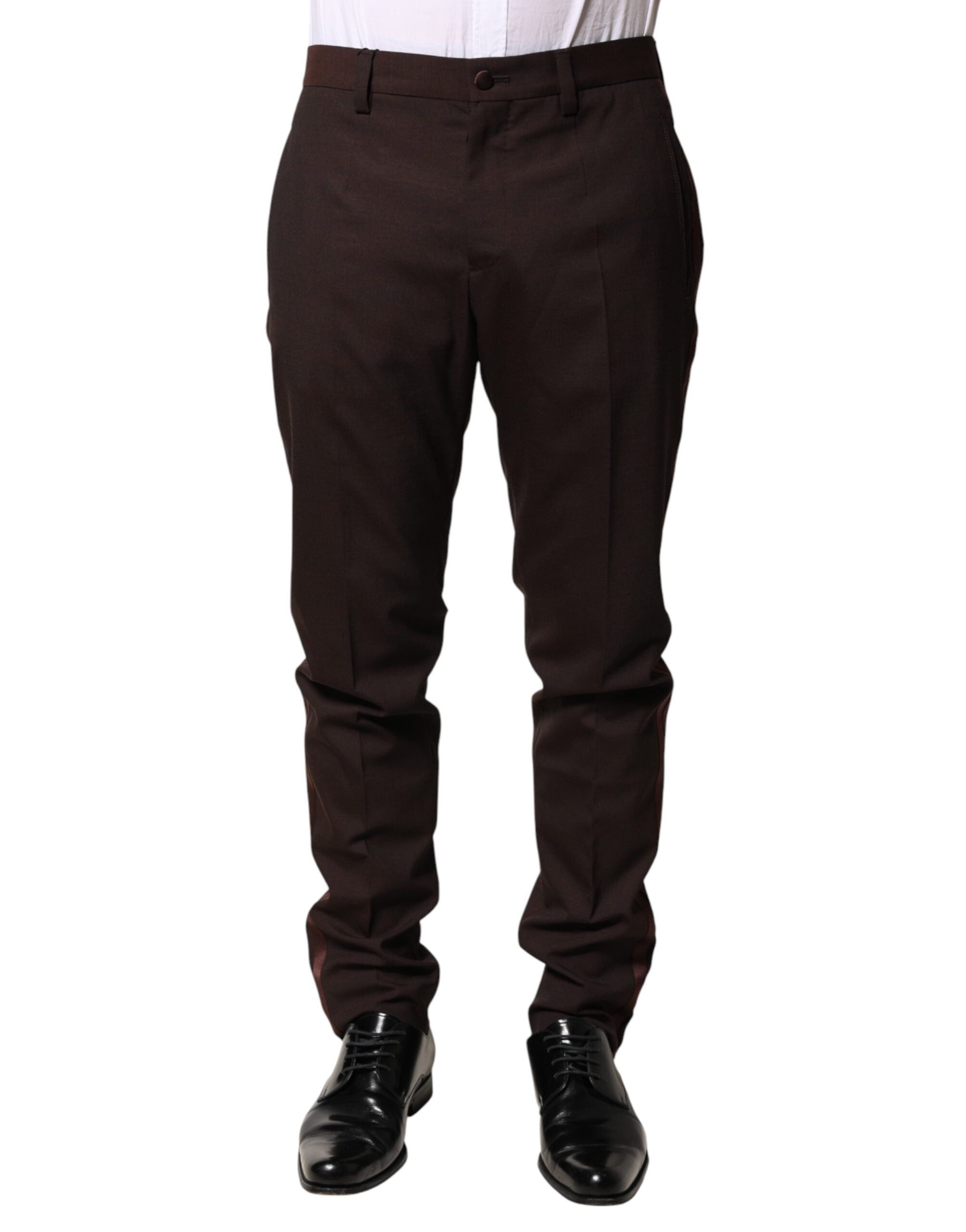 Dolce & Gabbana Men's Brown Polyester Suit Pants