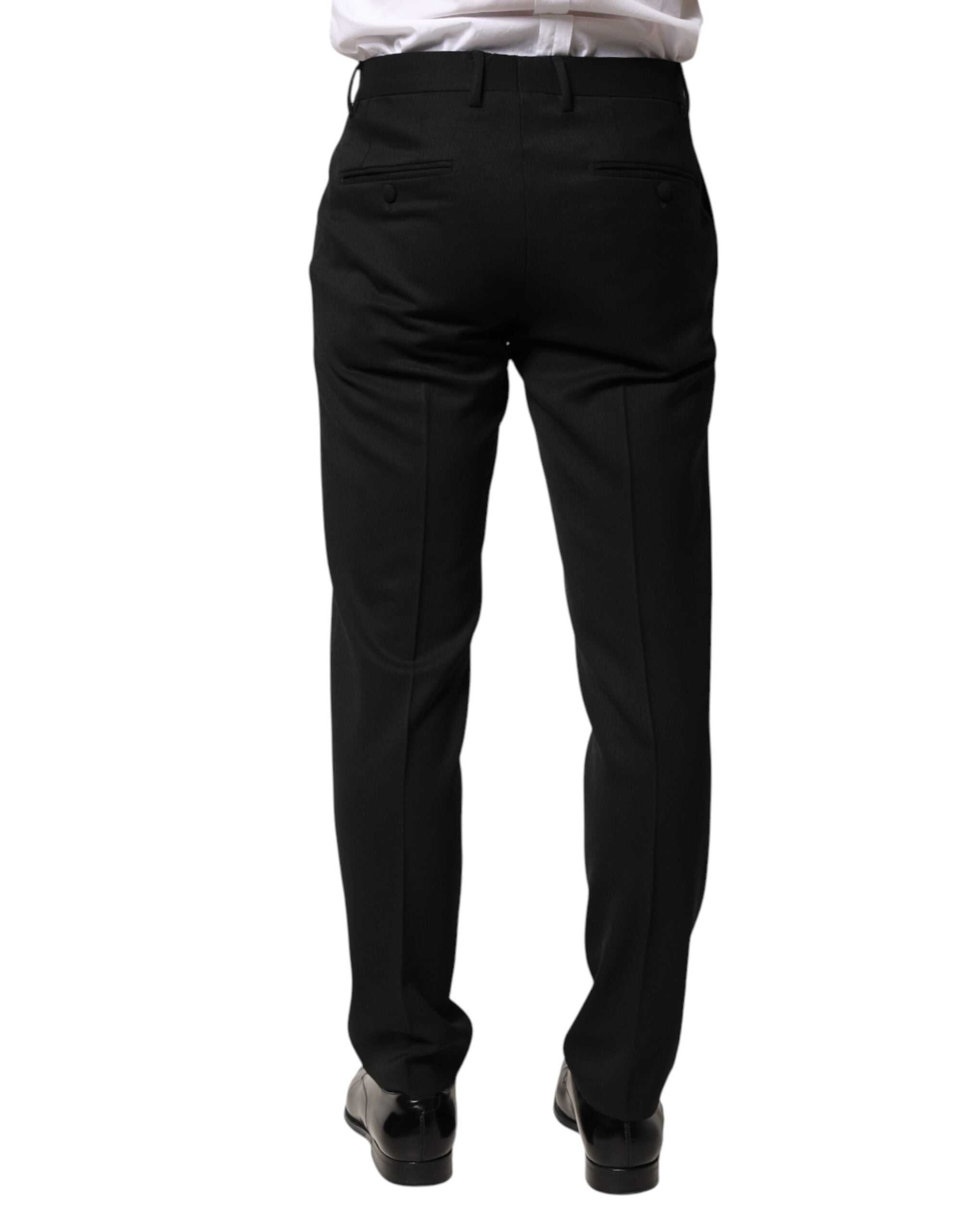 Dolce & Gabbana Men's Black Mid-Rise Wool Trousers-4