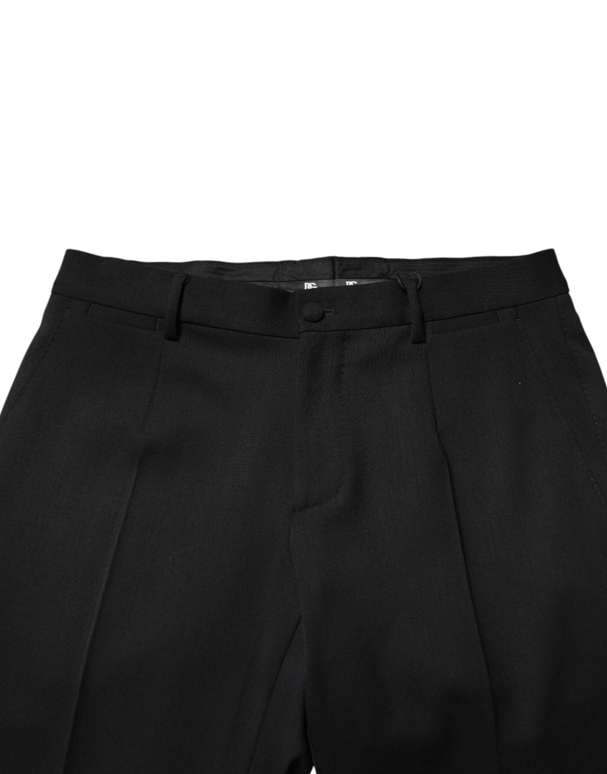 Dolce & Gabbana Men's Black Mid-Rise Wool Trousers-5