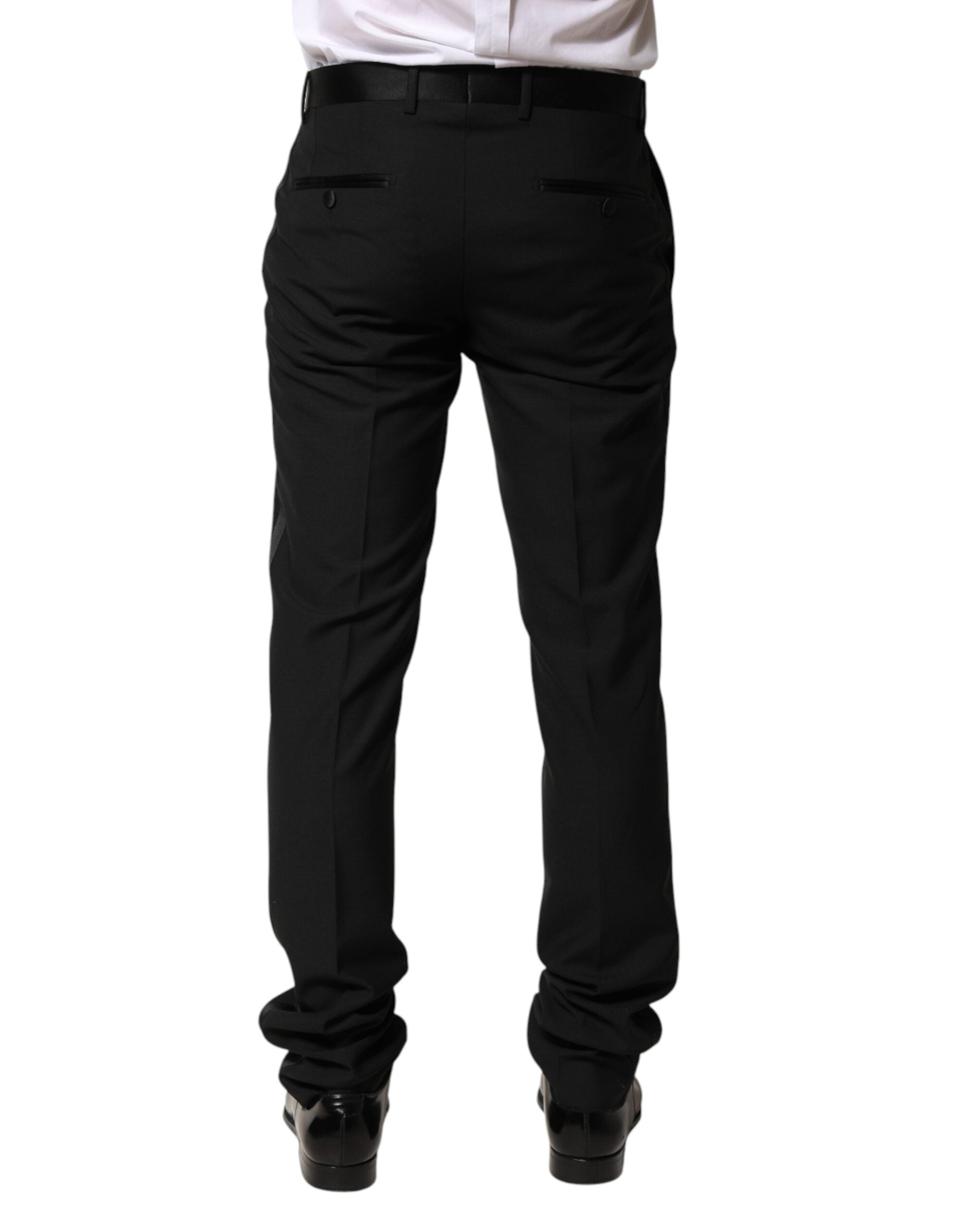 Dolce & Gabbana Men's Black Mid-Rise Wool Trousers-4