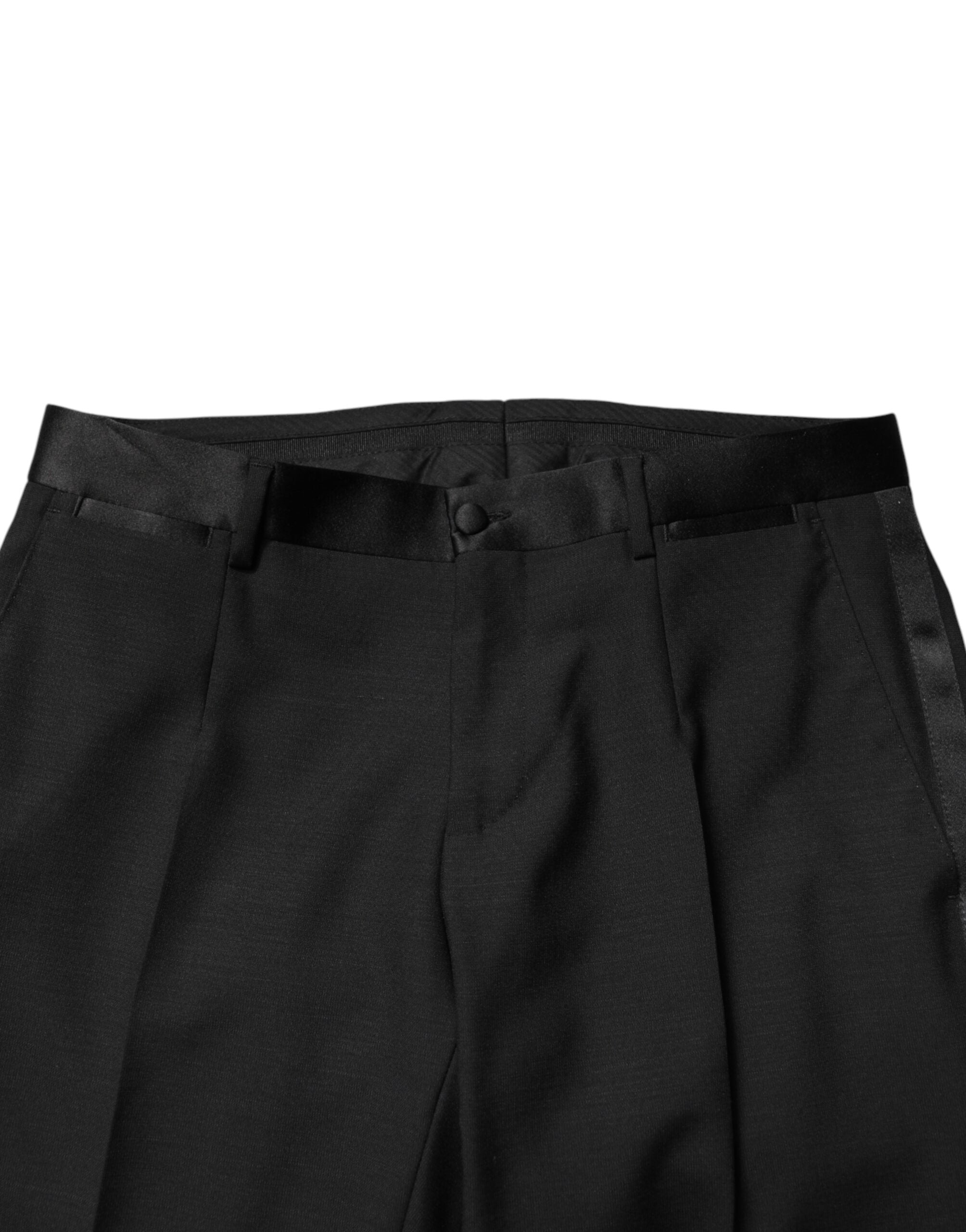 Dolce & Gabbana Men's Black Mid-Rise Wool Trousers-5