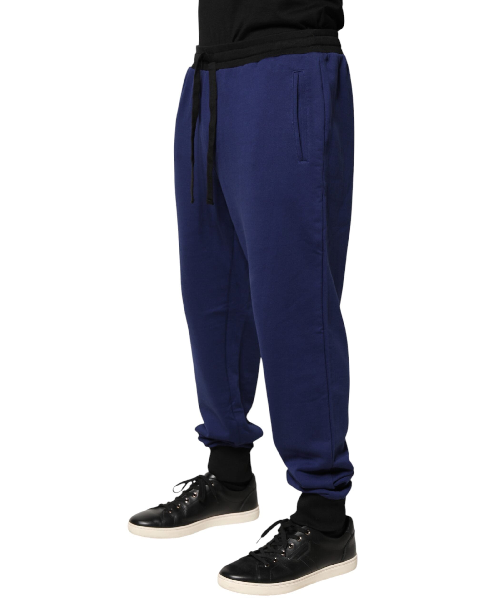 Dolce & Gabbana Blue Mid-Waist Cotton Joggers-3