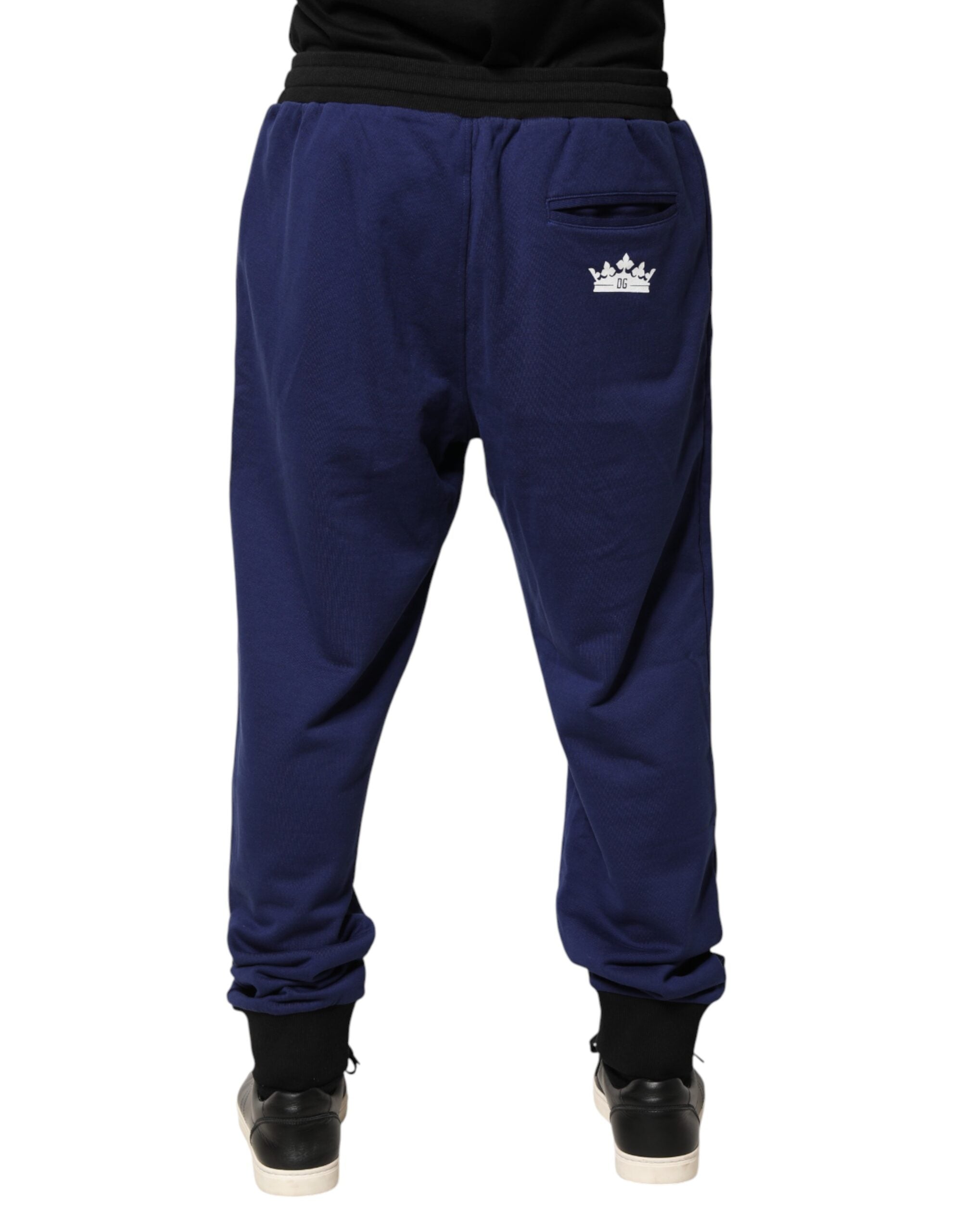 Dolce & Gabbana Blue Mid-Waist Cotton Joggers-4