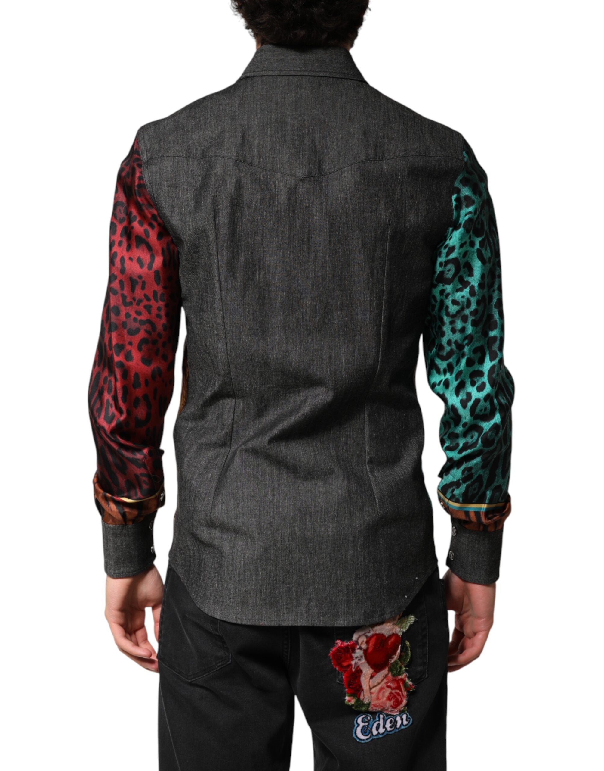 Dolce & Gabbana Mehrfarbiges Seidenhemd für Herren mit Tiger- und Leoparden-Print-4