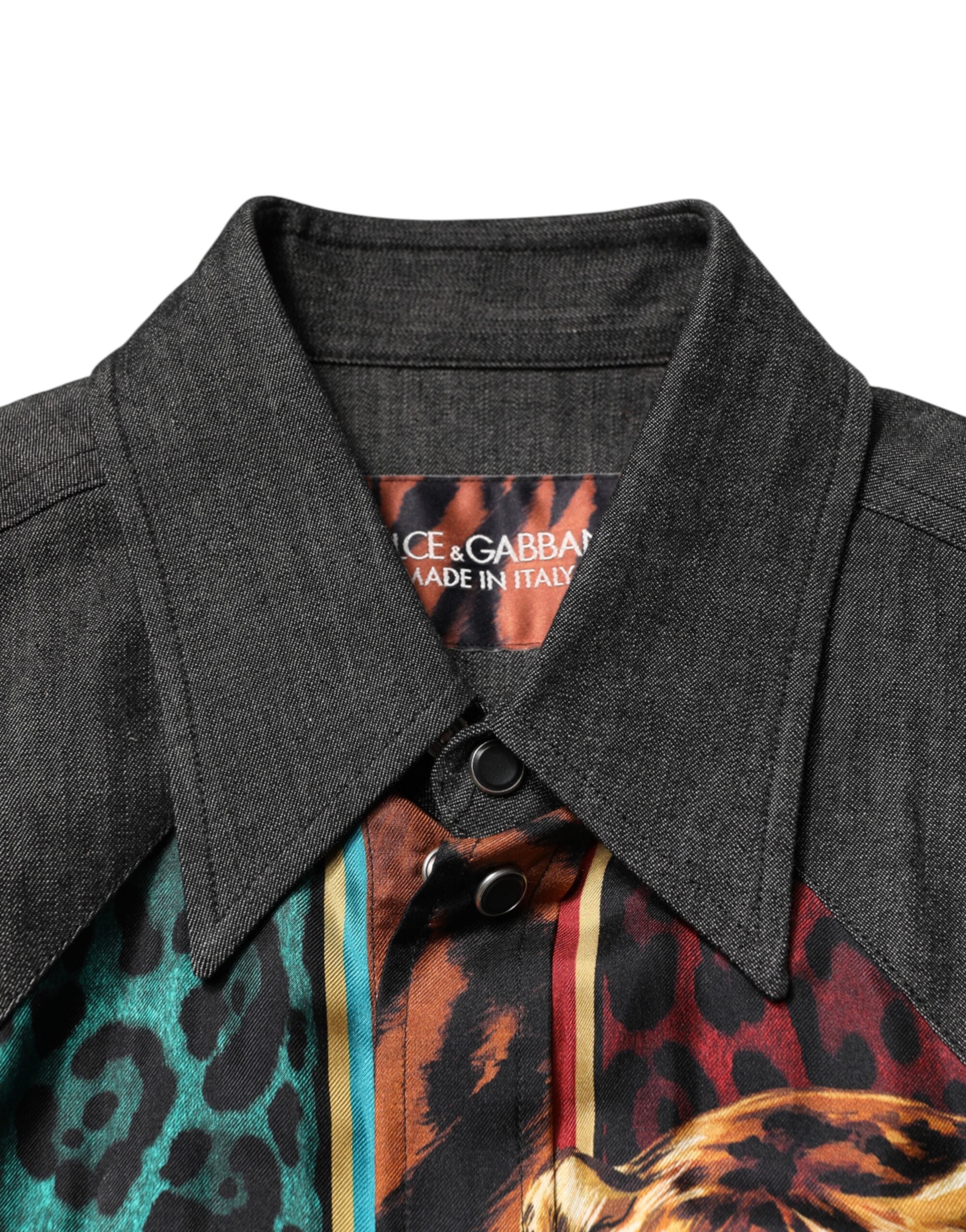 Dolce & Gabbana Mehrfarbiges Seidenhemd für Herren mit Tiger- und Leoparden-Print-5