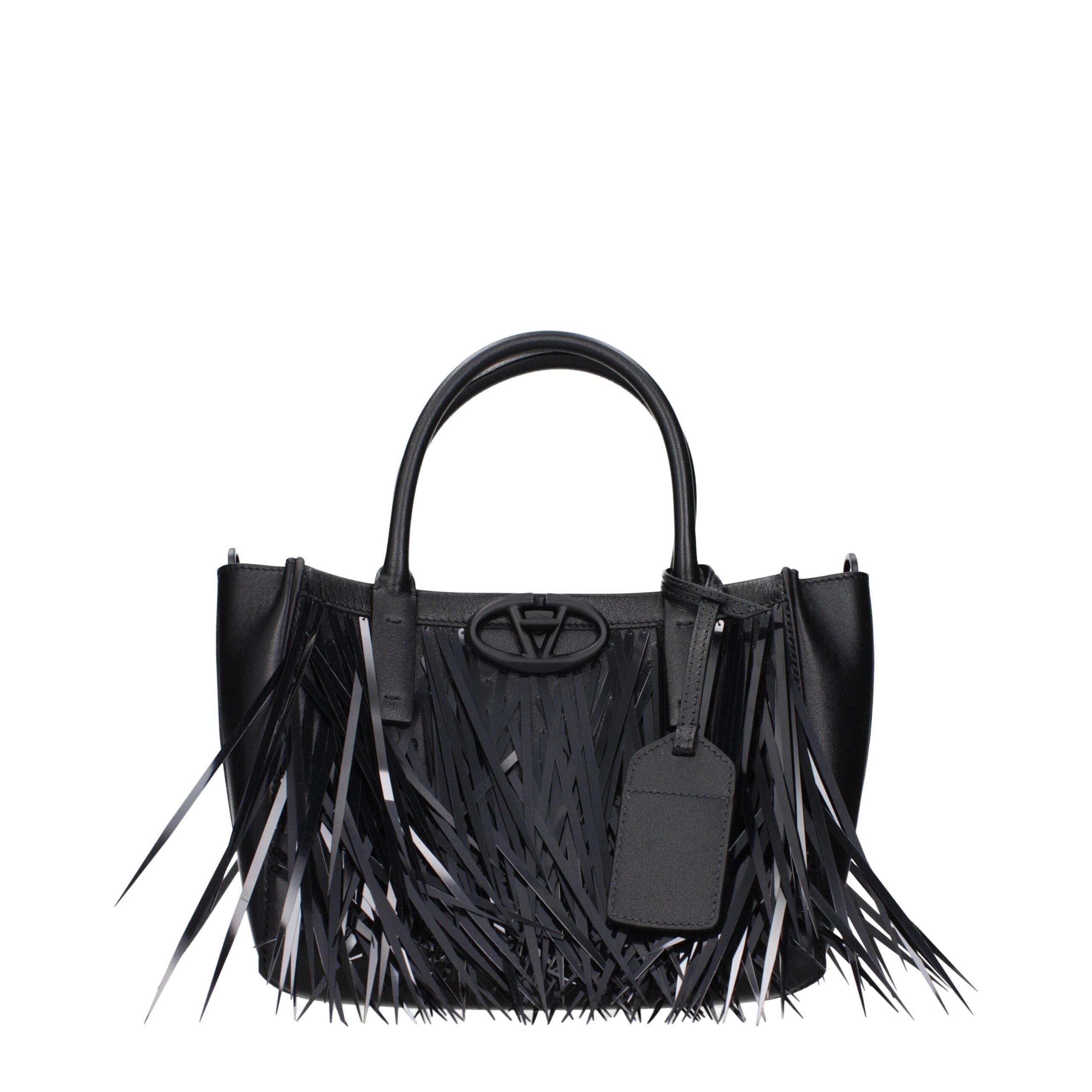 Valentino Garavani Schwarze Lederhandtasche-1