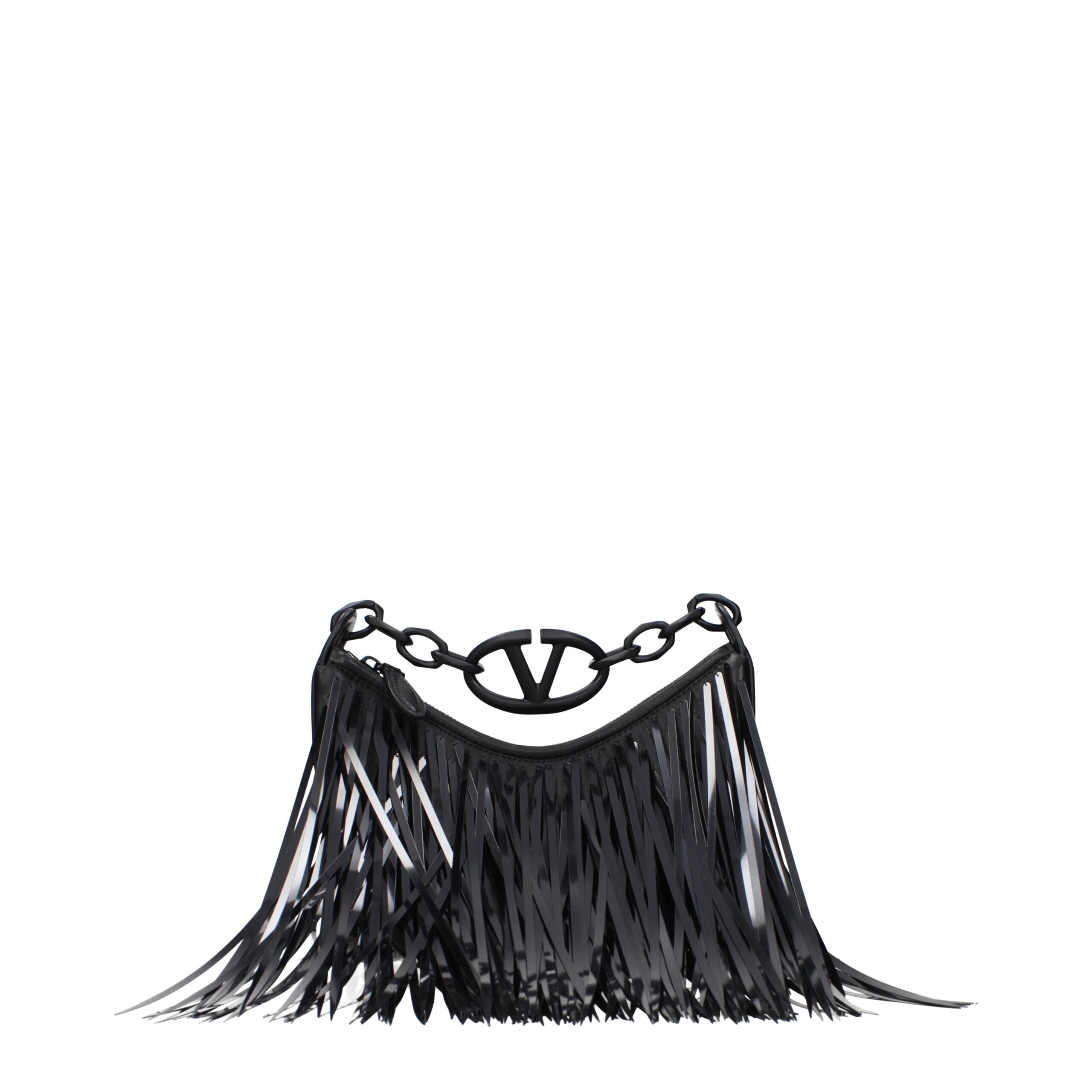 Valentino Garavani Schwarze Lederhandtasche-1