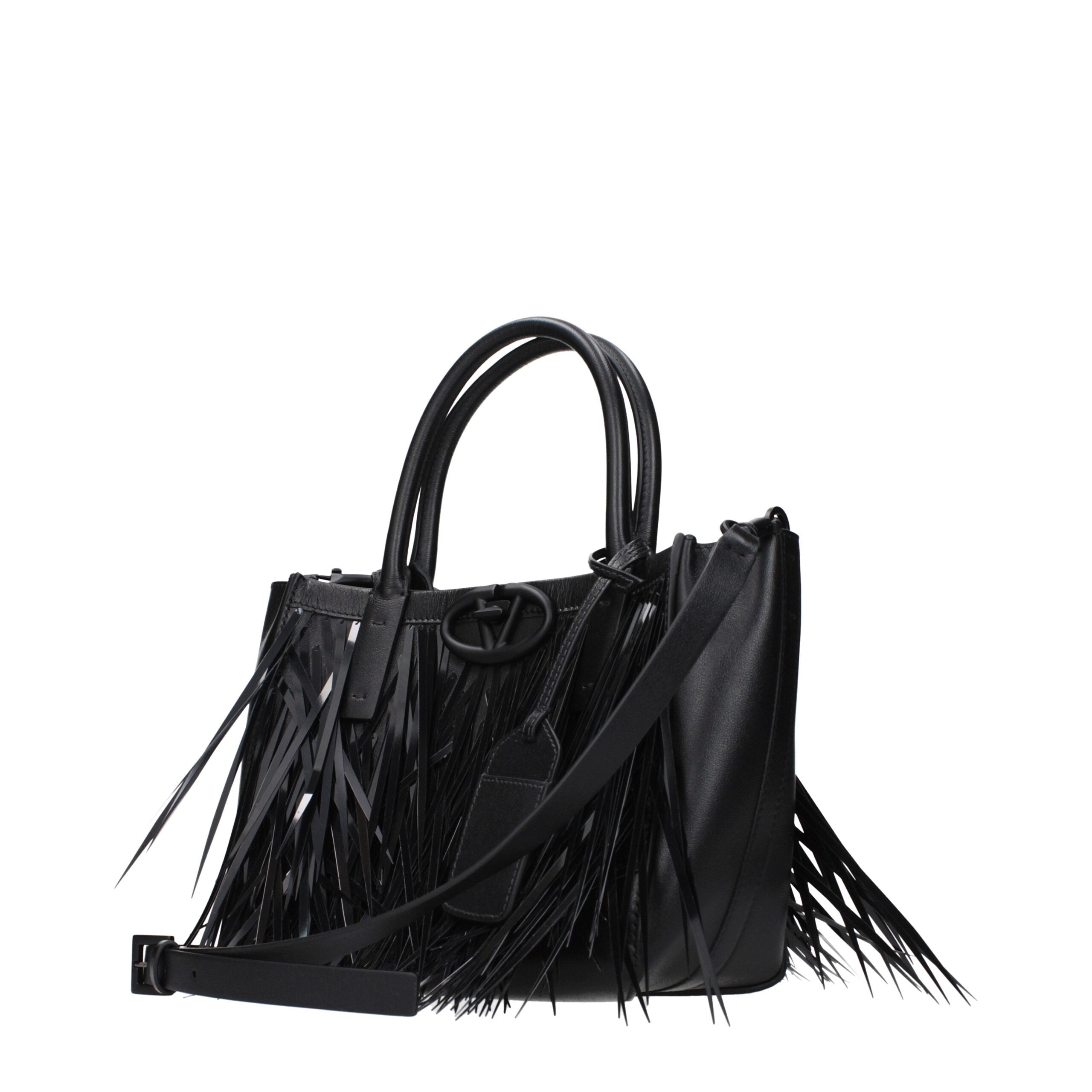 Valentino Garavani Schwarze Lederhandtasche-2