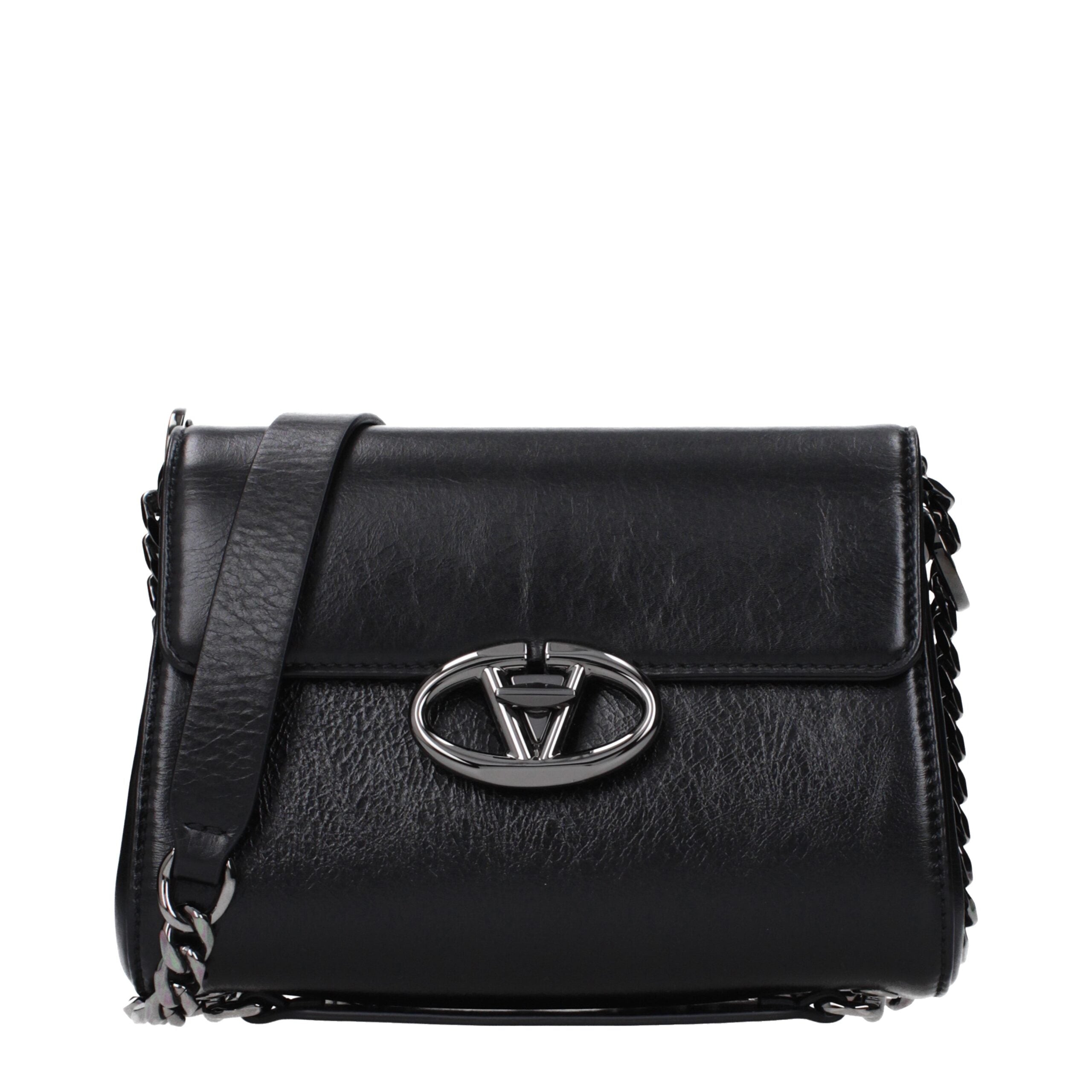 Valentino Garavani Schwarze Leder Umhängetasche-1