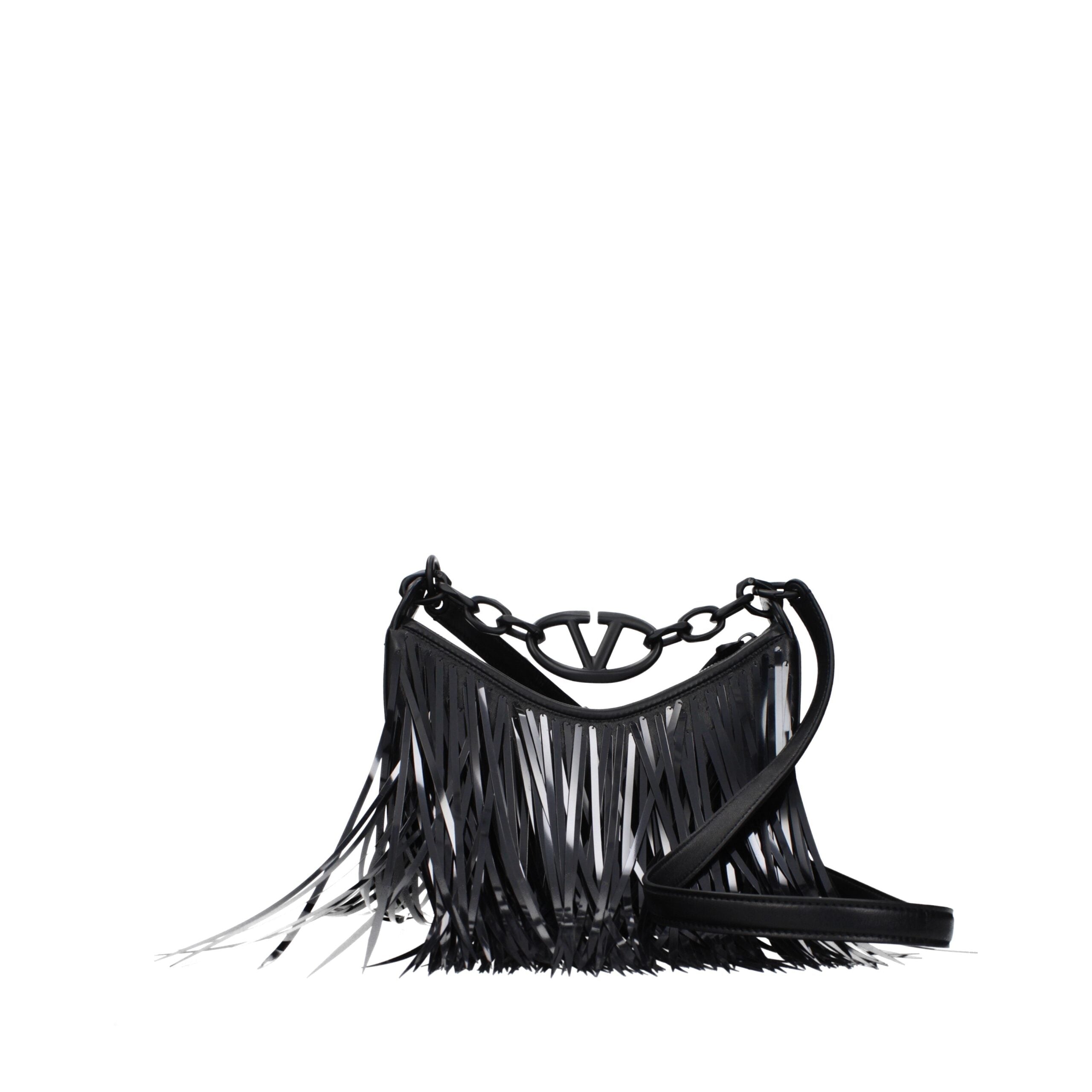 Valentino Garavani Schwarze Lederhandtasche-3