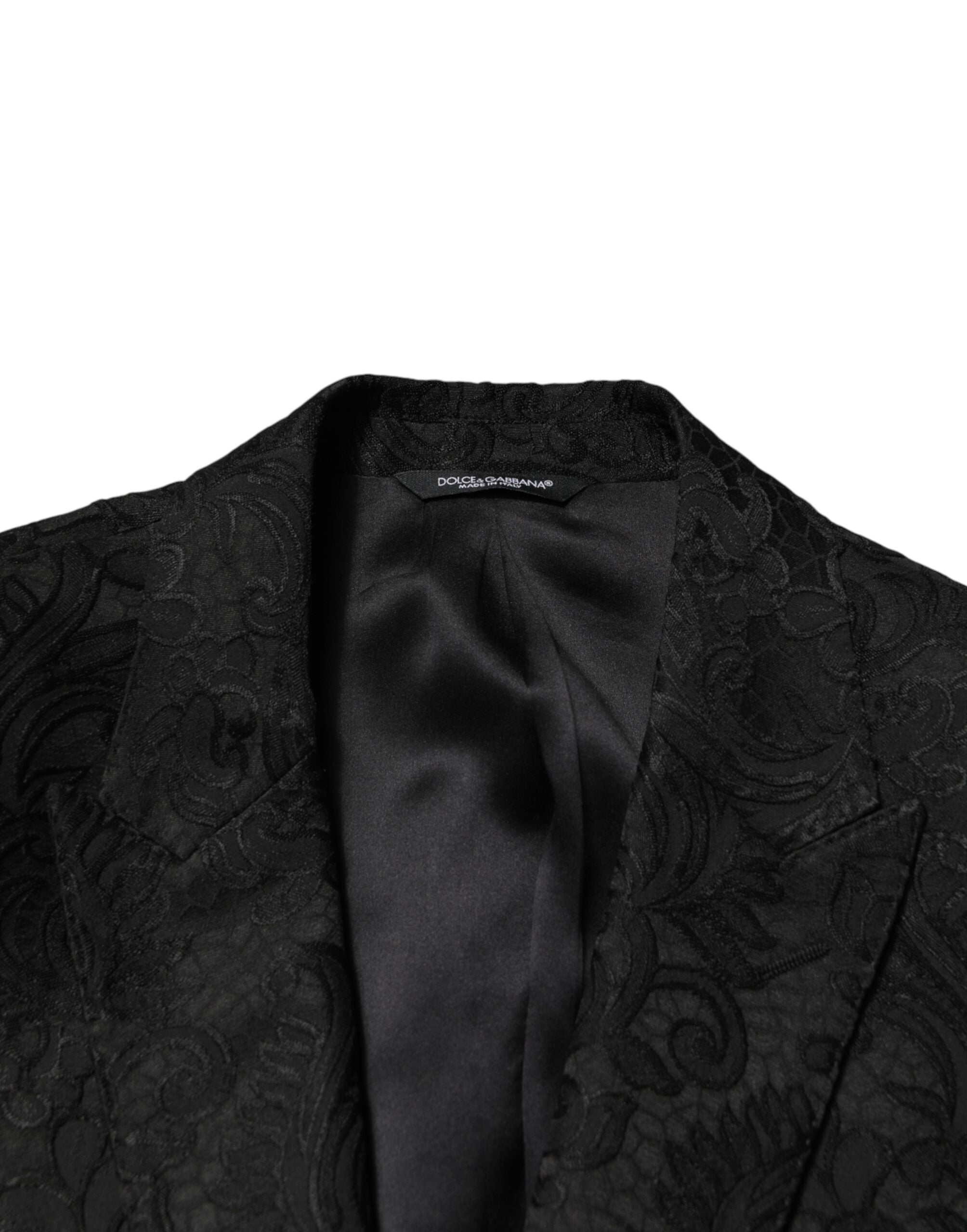Dolce & Gabbana Black One-Button Brocade Suit, Two-Piece-5