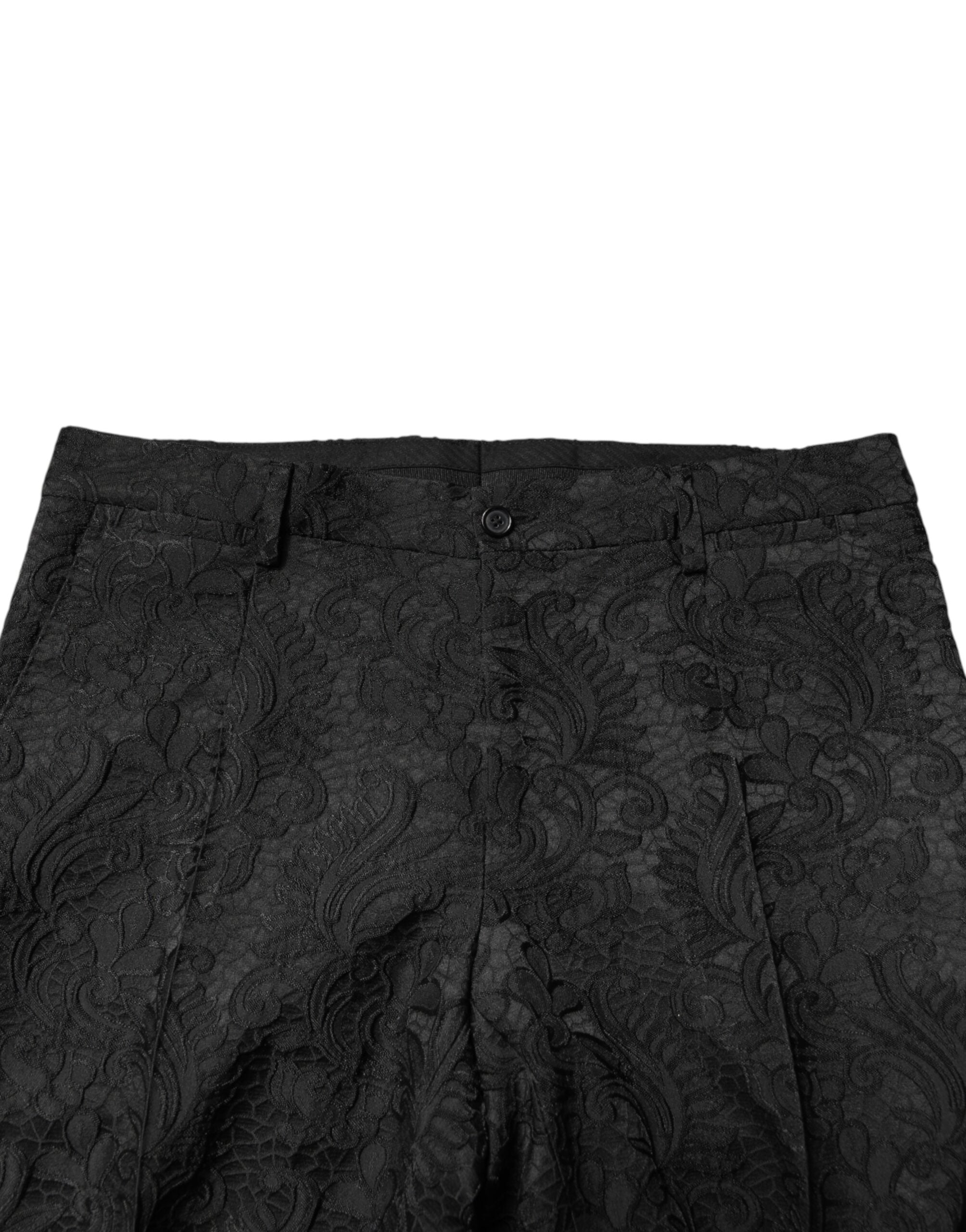 Dolce & Gabbana Black One-Button Brocade Suit, Two-Piece-6