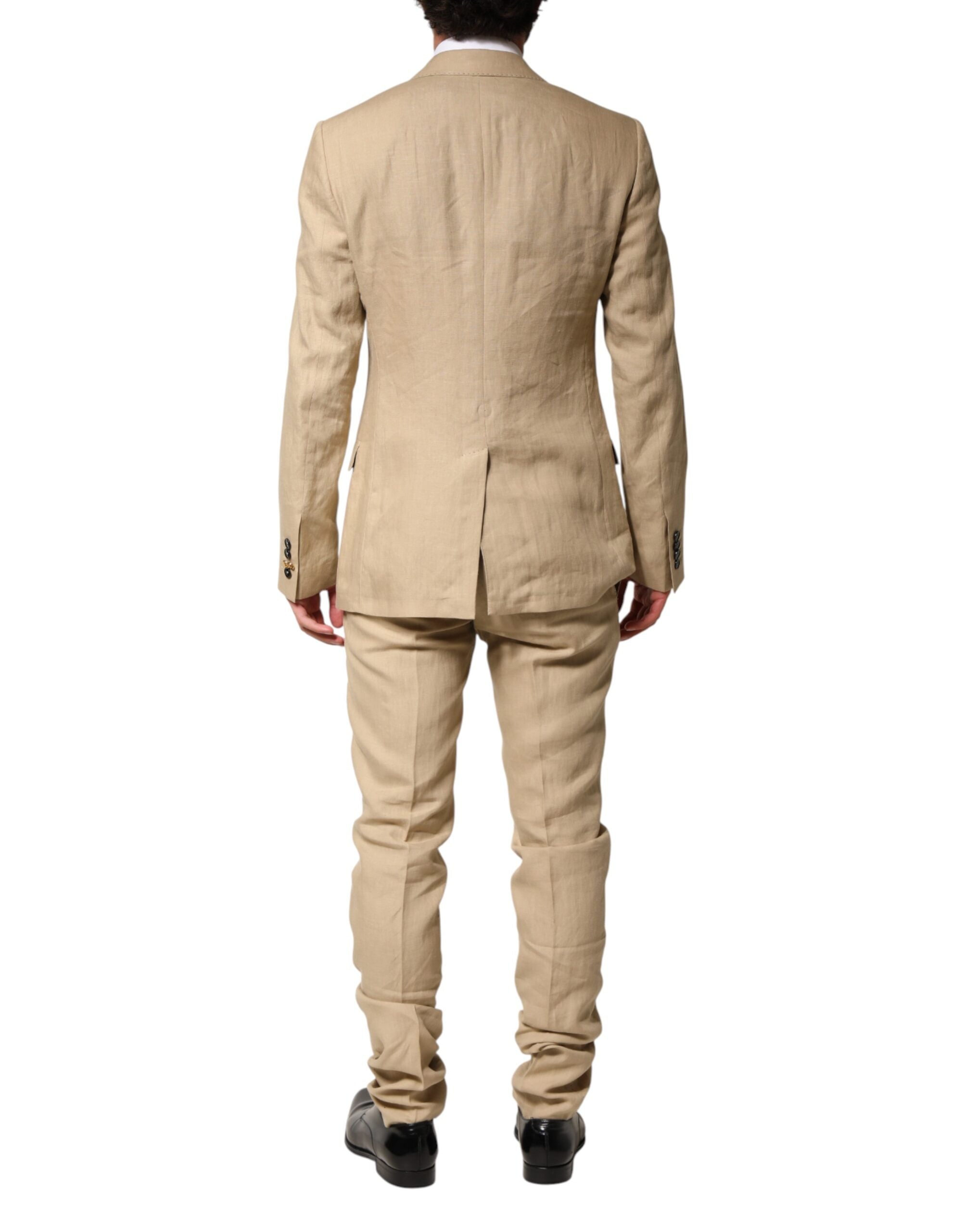 Dolce & Gabbana Beige Linen Two-Piece Suit Jacket-Trousers-4