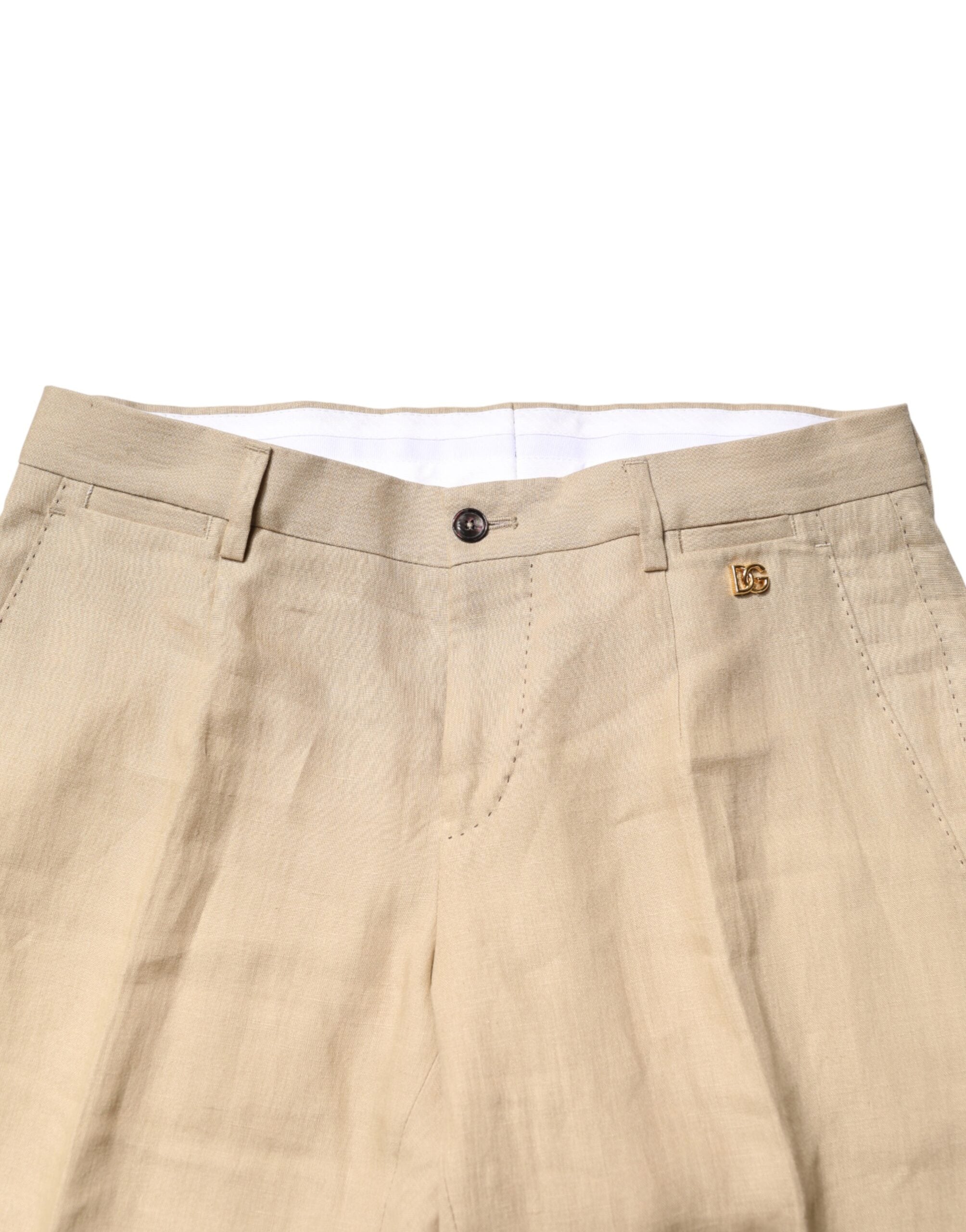 Dolce & Gabbana Beige Linen Two-Piece Suit Jacket-Trousers-6