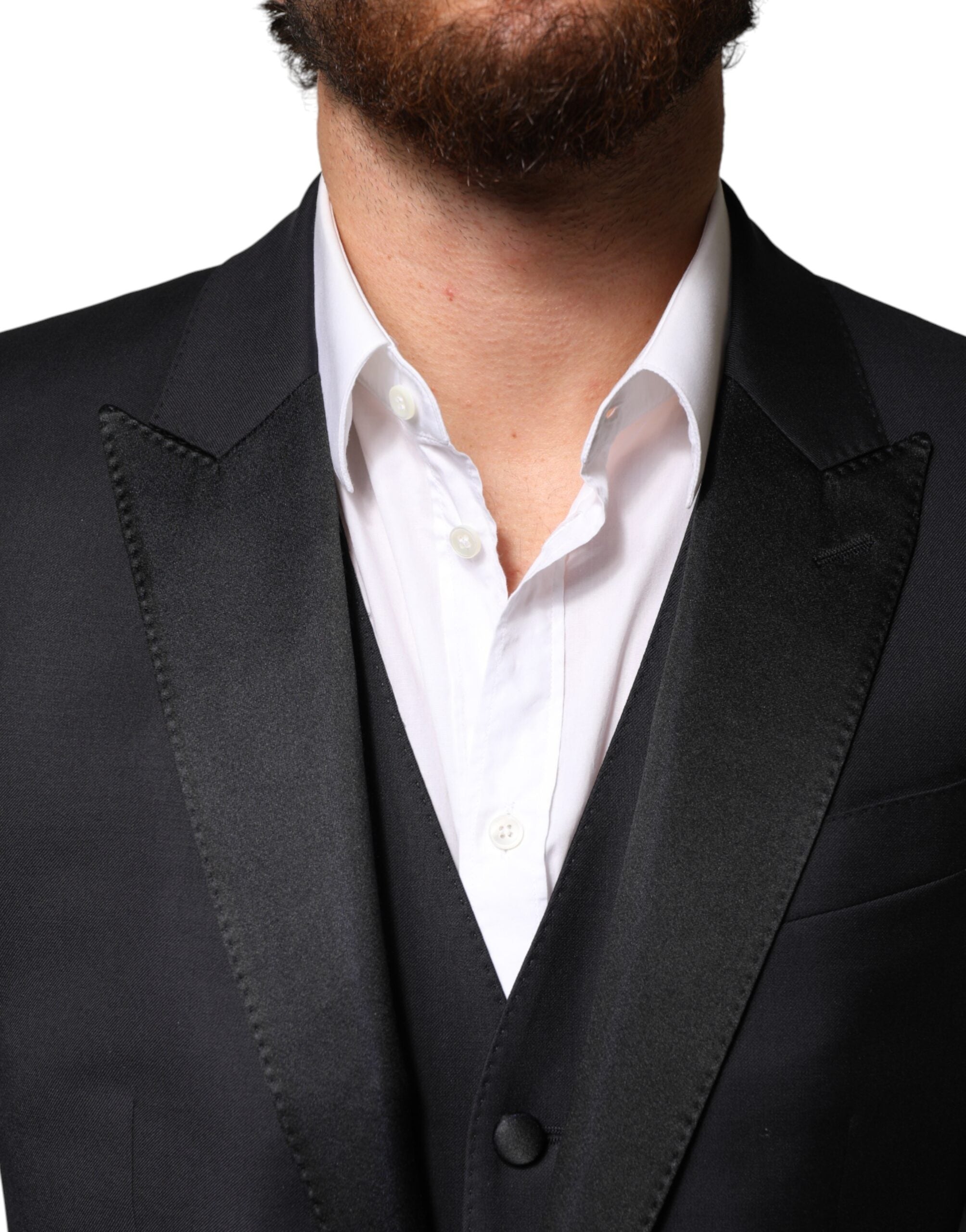 Dolce & Gabbana Schwarzer Woll-Anzug im 3-teiligen Design mit Einreiher-3