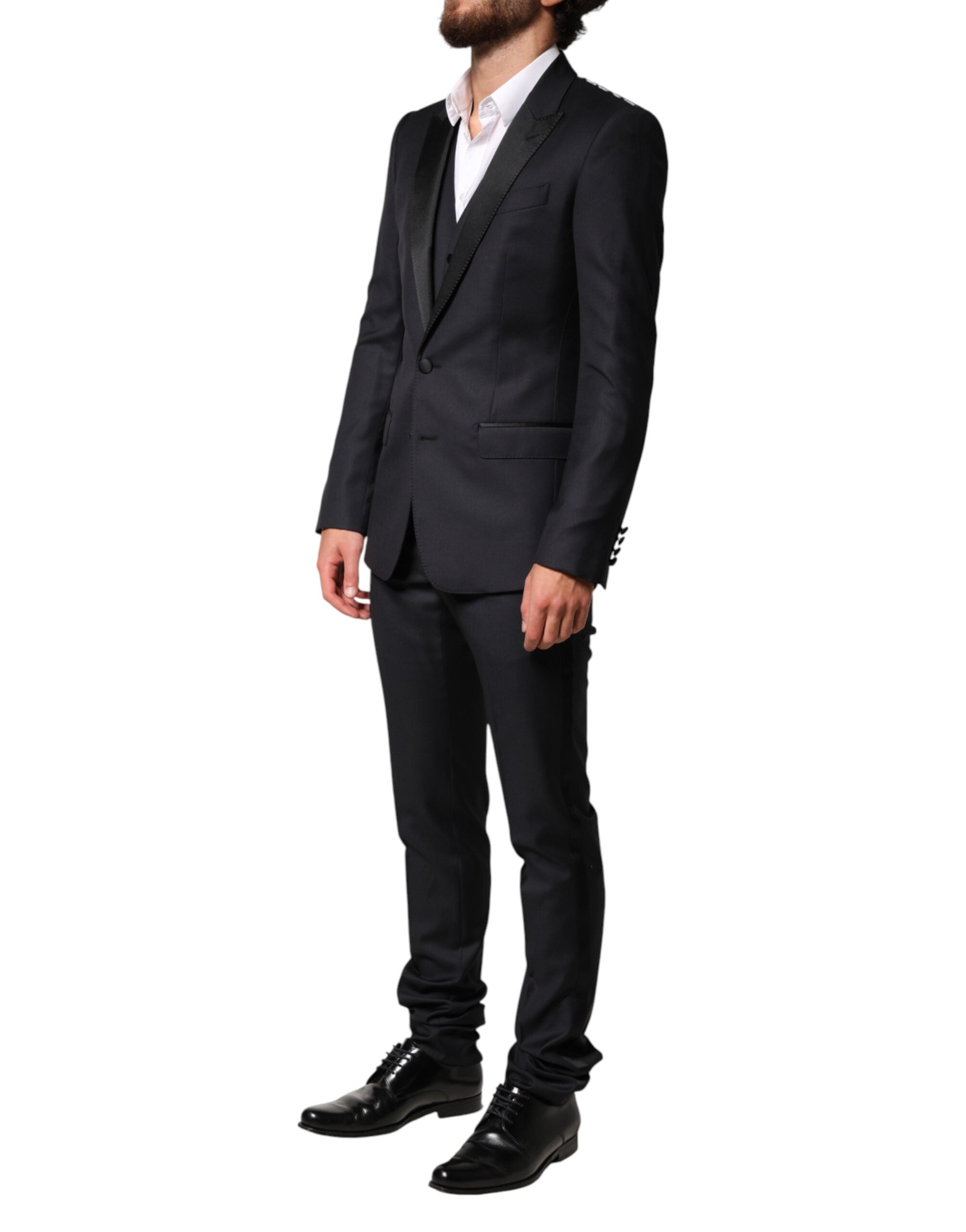 Dolce & Gabbana Schwarzer Woll-Anzug im 3-teiligen Design mit Einreiher-5