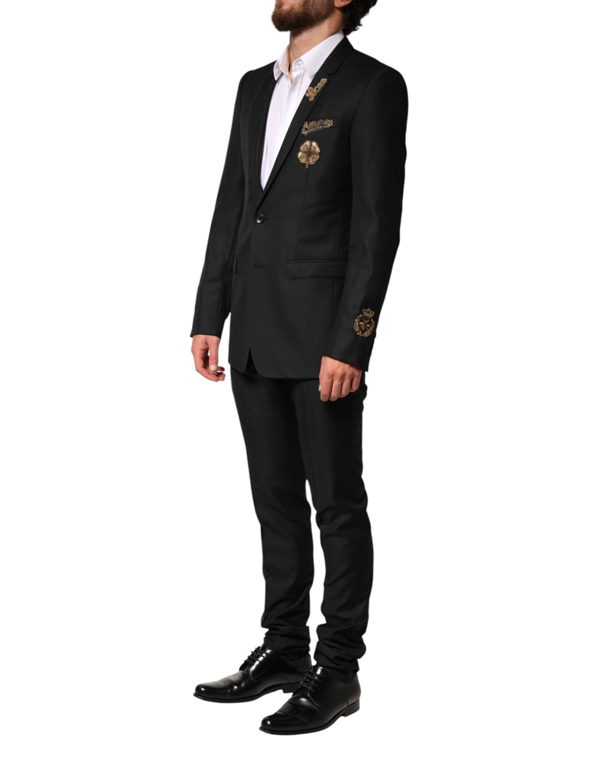 Dolce & Gabbana Black Embroidered Single-Breasted 2-Piece Suit-3