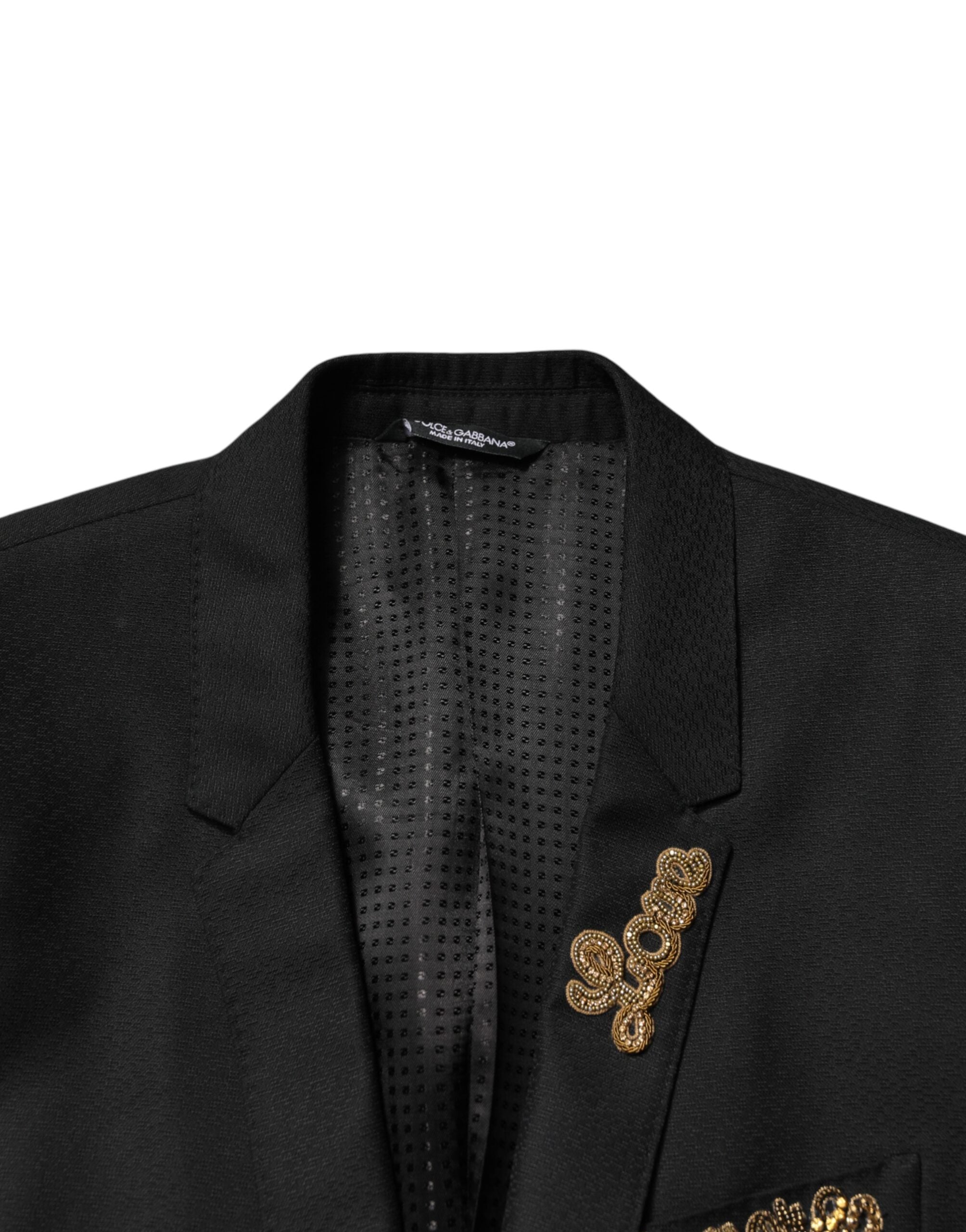 Dolce & Gabbana Black Embroidered Single-Breasted 2-Piece Suit-6