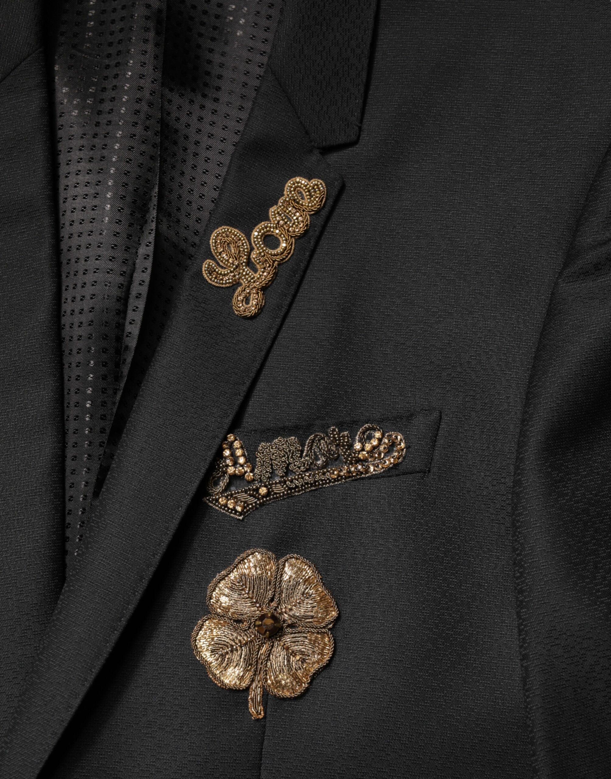 Dolce & Gabbana Black Embroidered Single-Breasted 2-Piece Suit-7