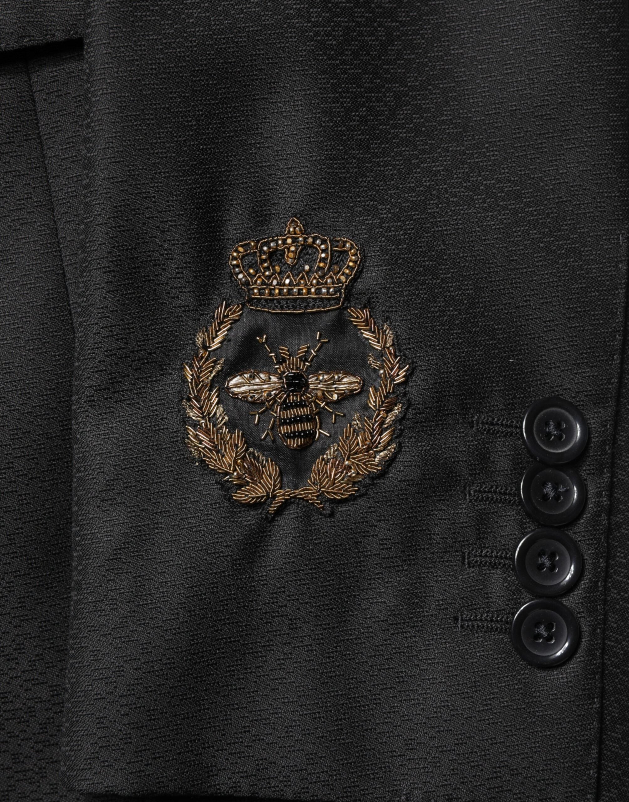 Dolce & Gabbana Black Embroidered Single-Breasted 2-Piece Suit-8