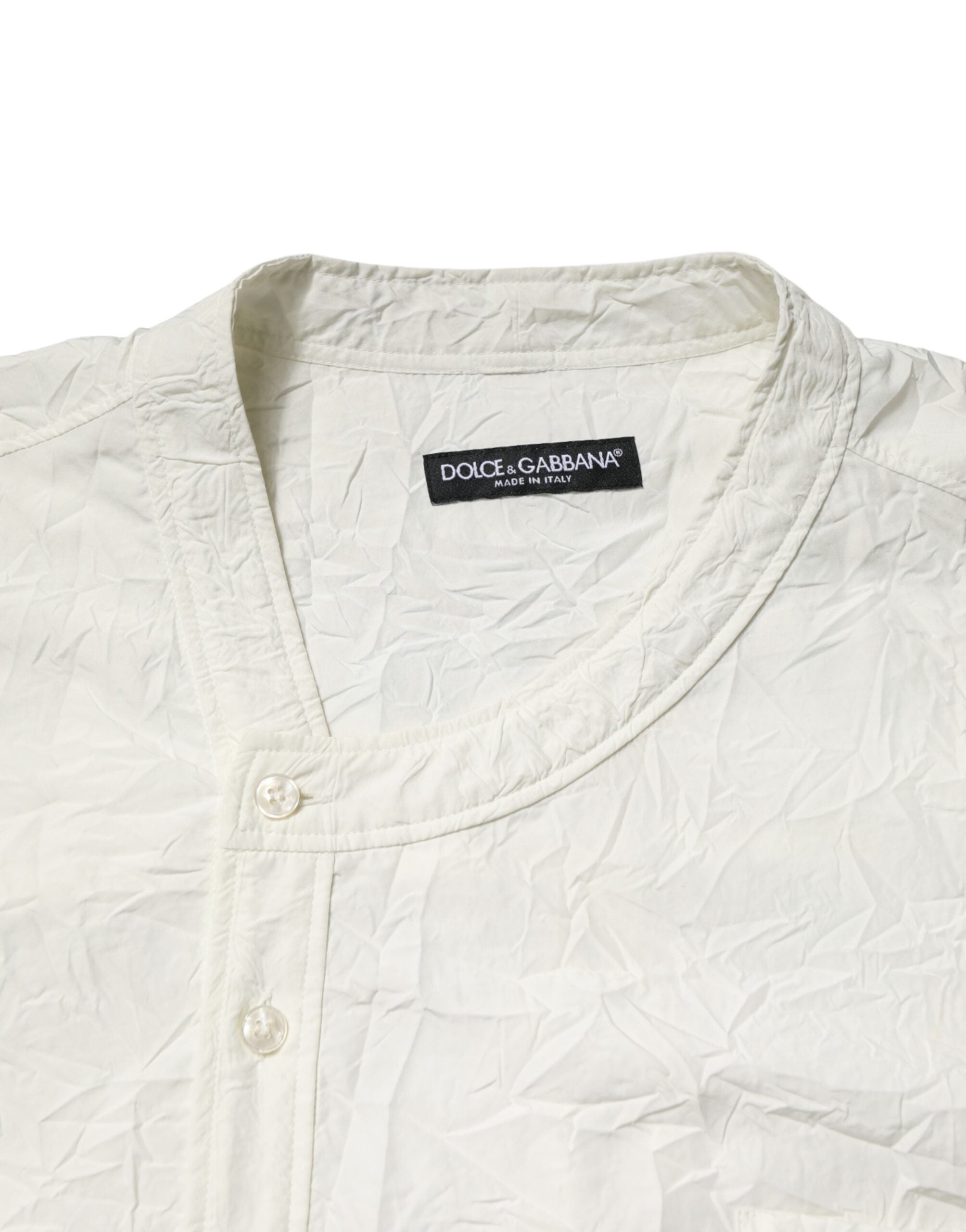 Dolce & Gabbana Weißes Herrenhemd aus Baumwolle mit langen Ärmeln-7
