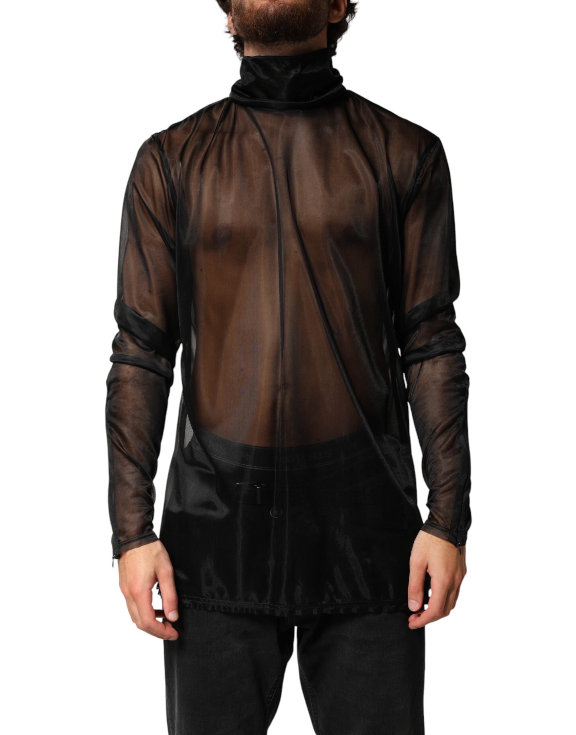 Dolce & Gabbana Black Transparent Long Sleeve Turtleneck-2
