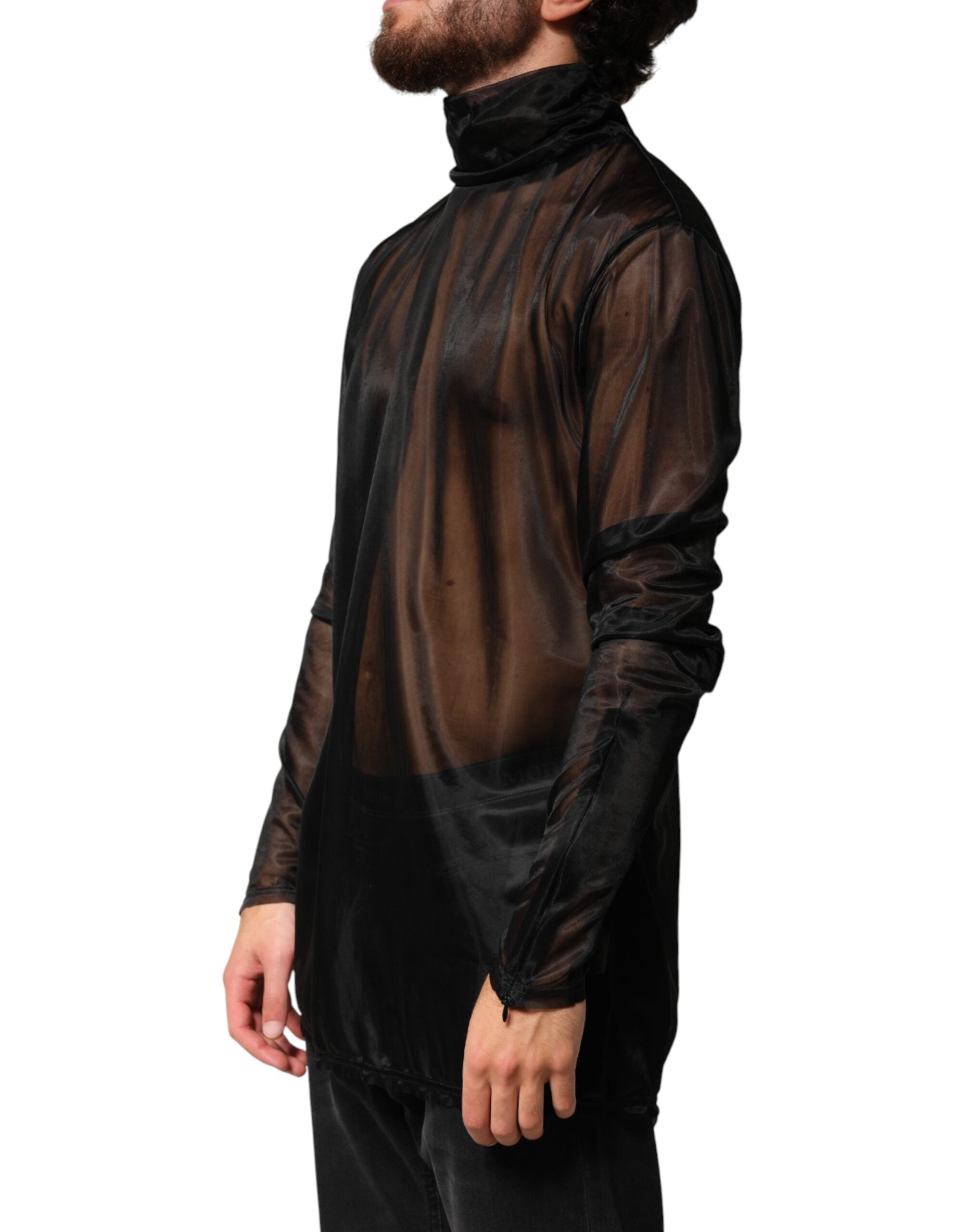 Dolce & Gabbana Black Transparent Long Sleeve Turtleneck-3