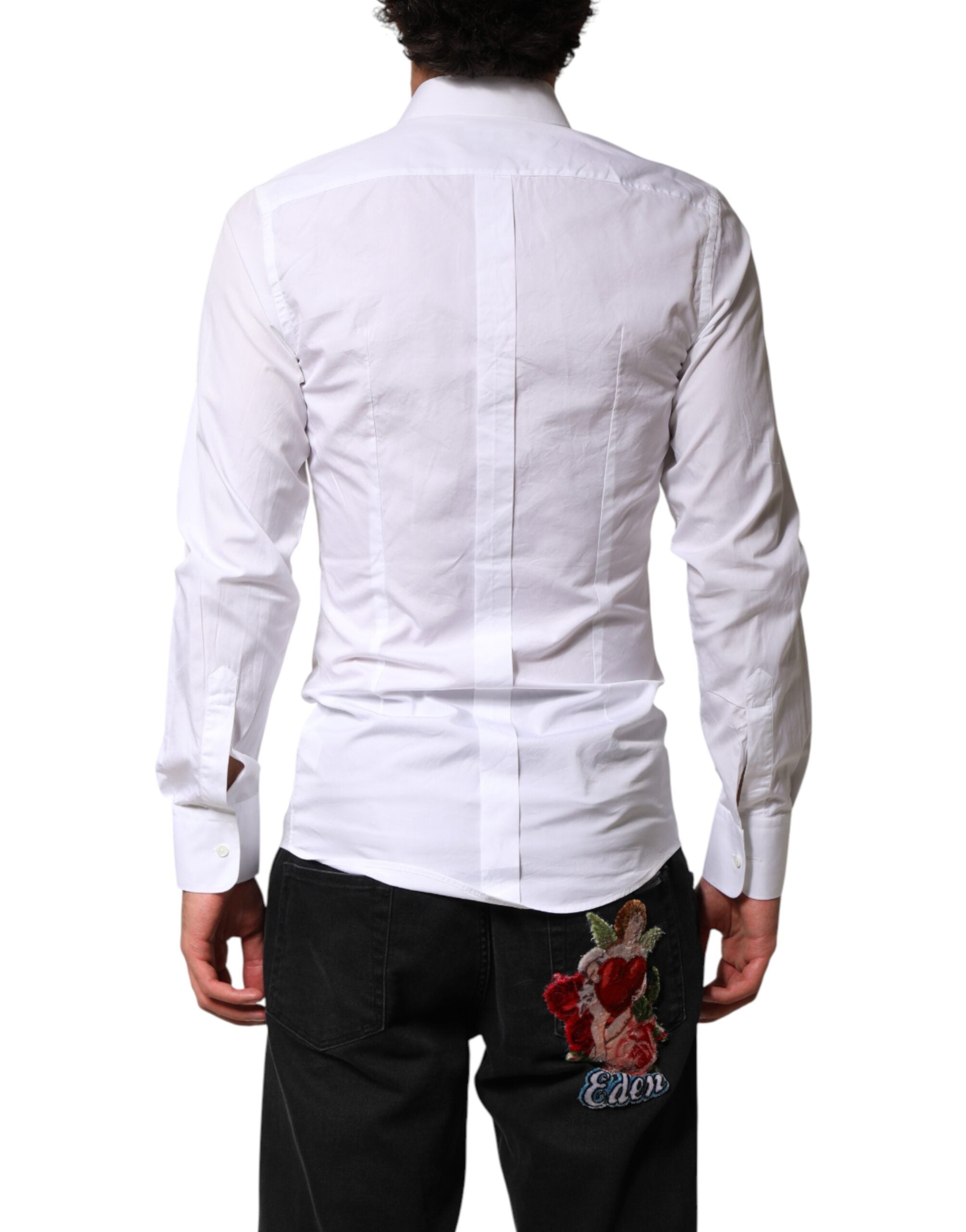 Dolce & Gabbana White Cotton Formal Shirt with GOLD Collar-4