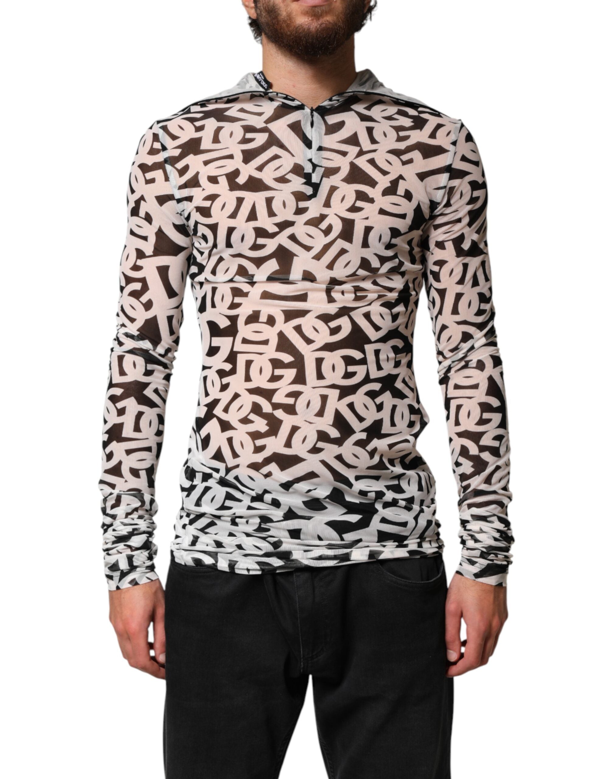 Dolce & Gabbana Weißes Langarm-Rollkragenoberteil mit DG-Logo-2