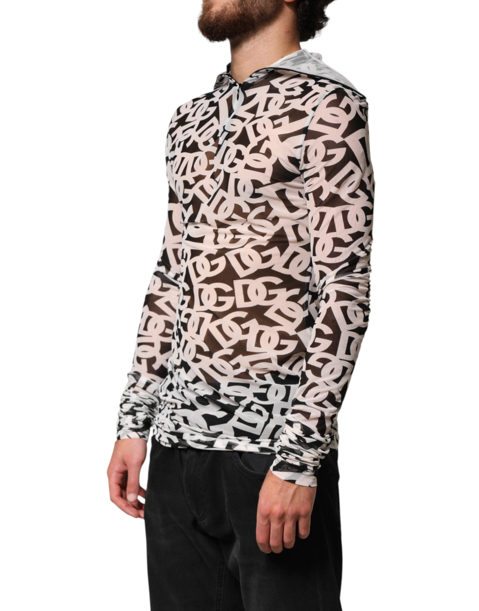 Dolce & Gabbana Weißes Langarm-Rollkragenoberteil mit DG-Logo-3