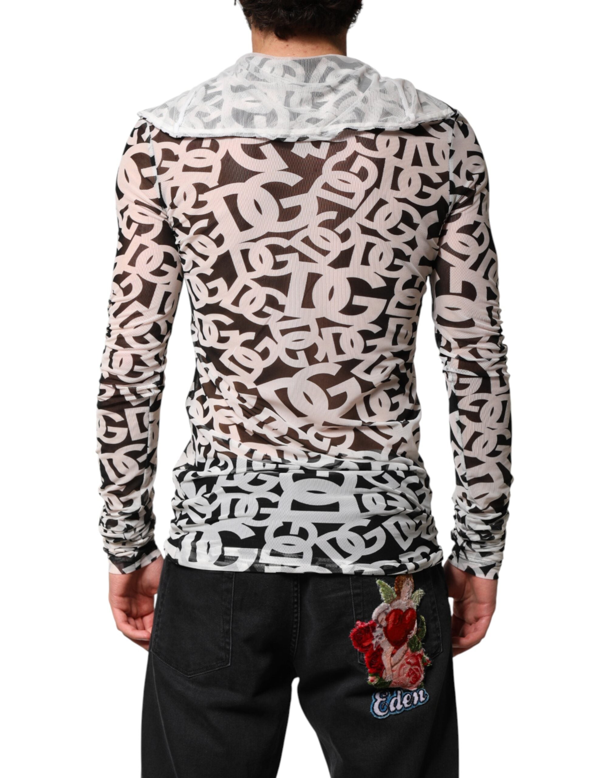 Dolce & Gabbana Weißes Langarm-Rollkragenoberteil mit DG-Logo-4