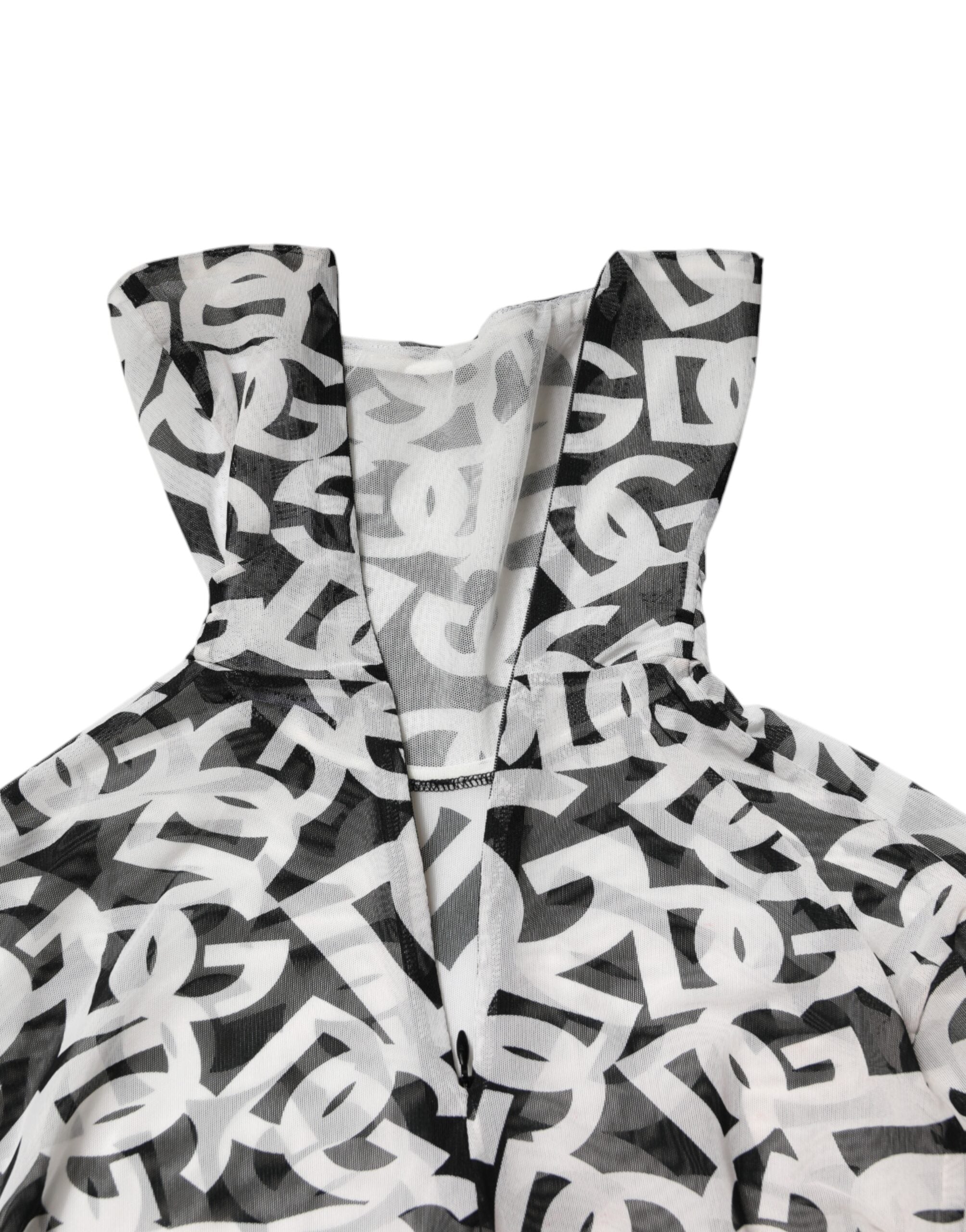 Dolce & Gabbana Weißes Langarm-Rollkragenoberteil mit DG-Logo-5